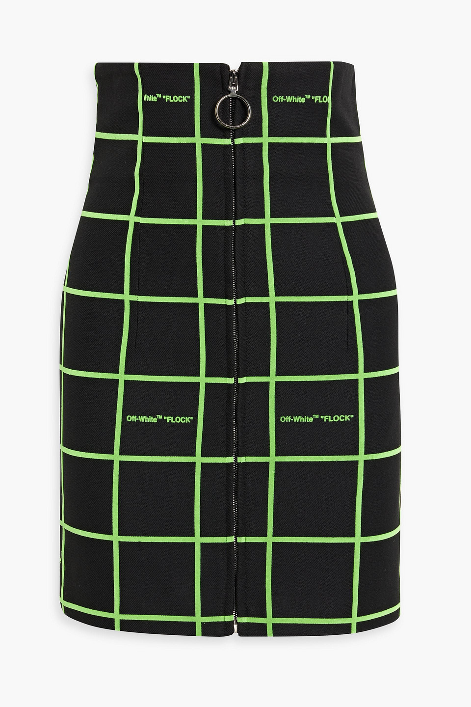 Off-white Checked Flocked Twill Mini Skirt In Black