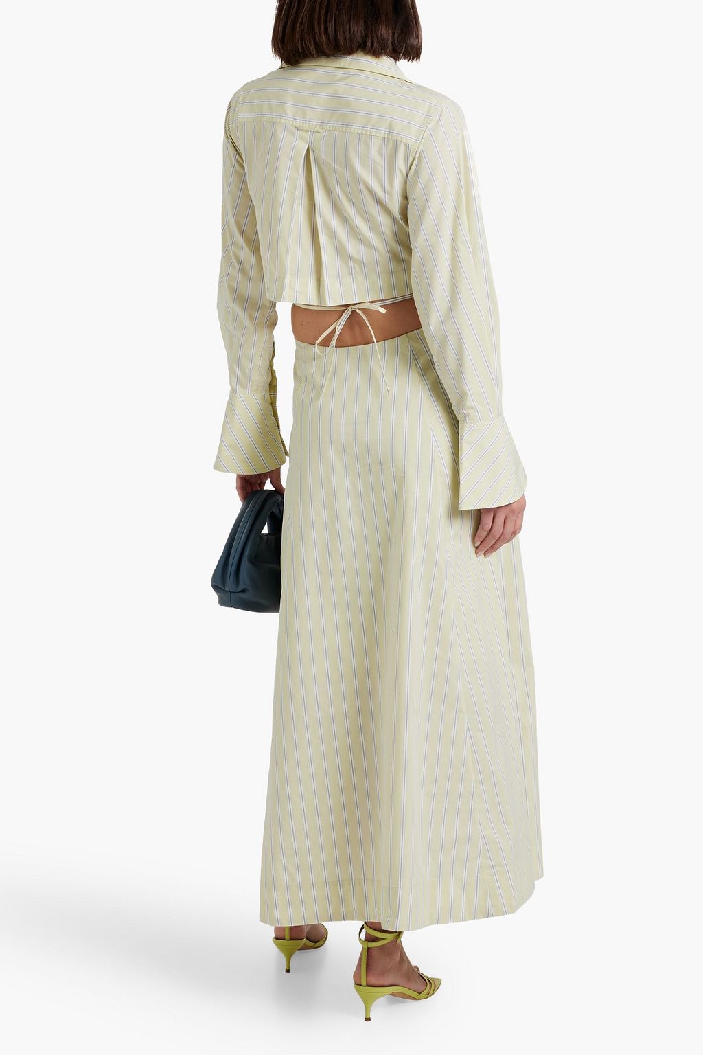 SIMKHAI Alex cutout striped cotton-blend poplin maxi shirt dress