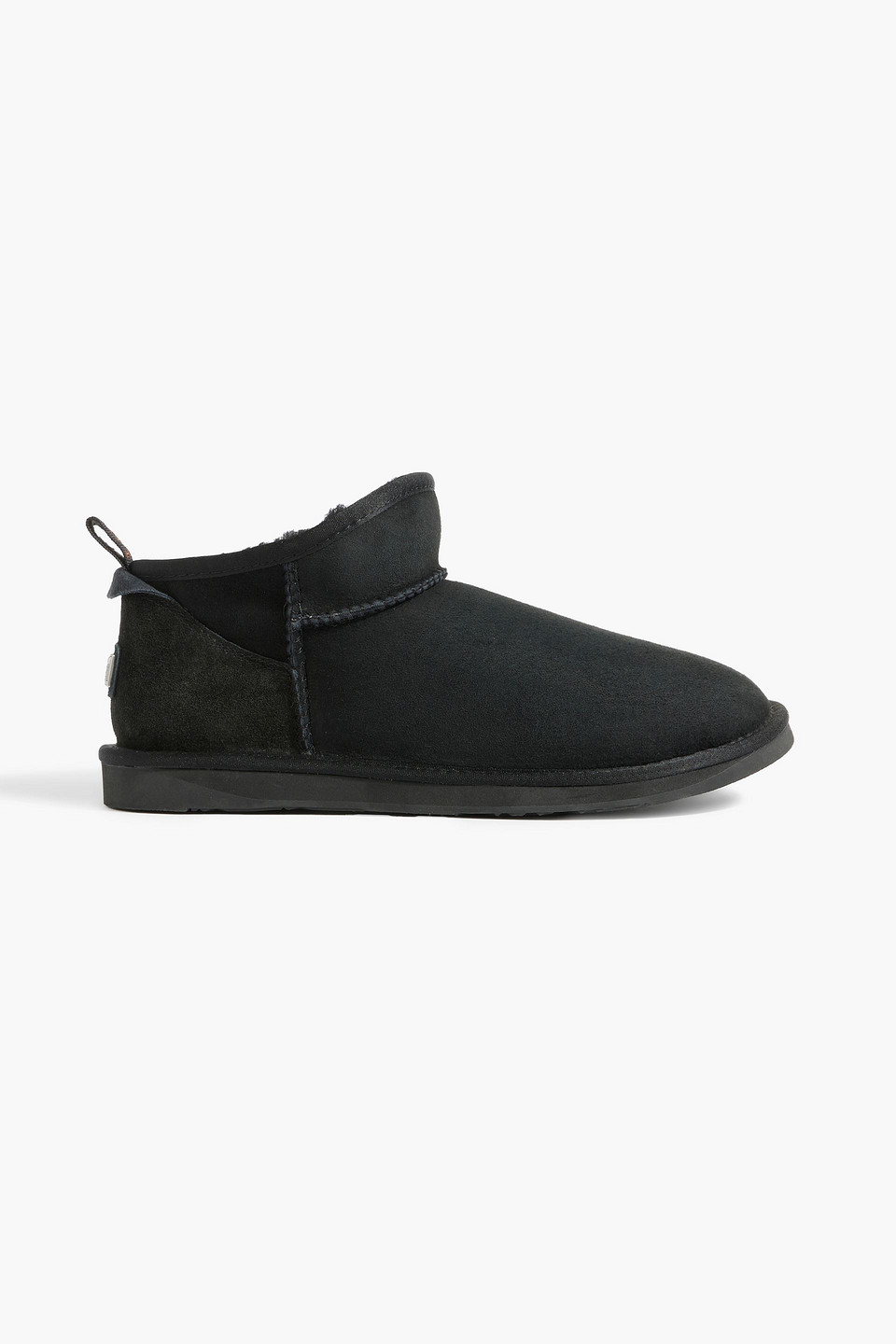 Shop Australia Luxe Collective Cosy Ultra Short Shearling-lined Suede Ankle Boots In Black