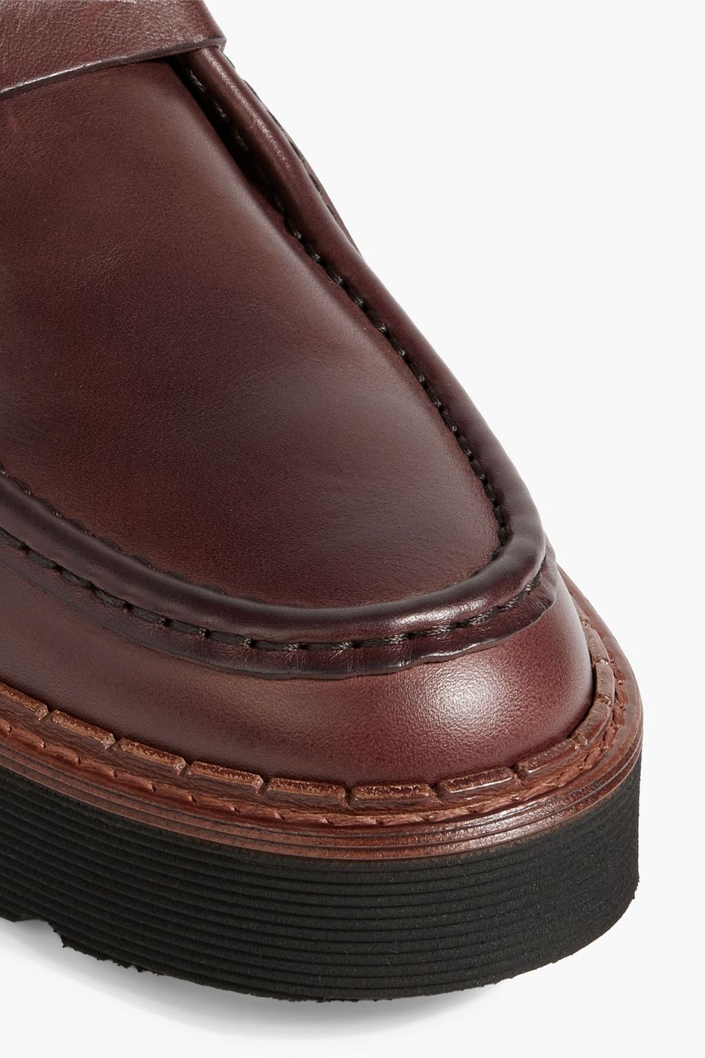 TOD'S Burnished leather platform loafers