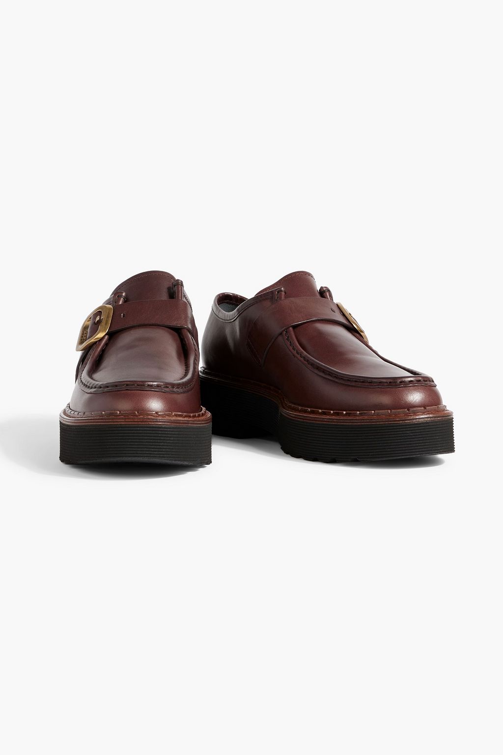 TOD'S Burnished leather platform loafers