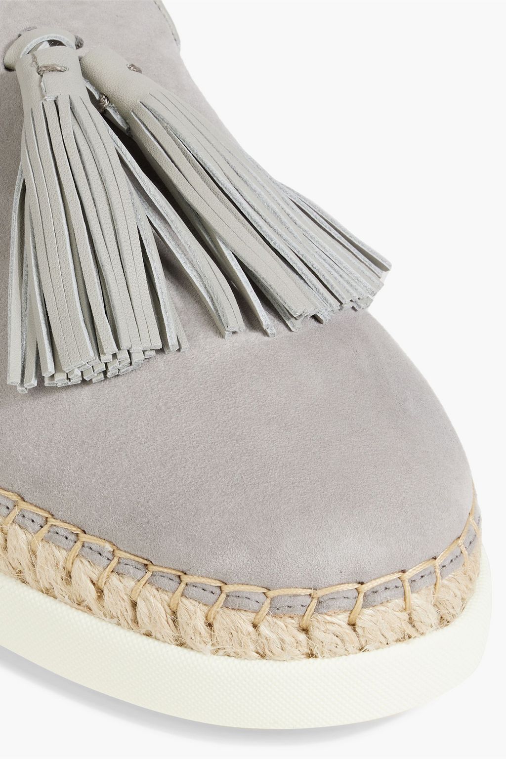 TOD'S Leather-trimmed tasseled suede espadrilles