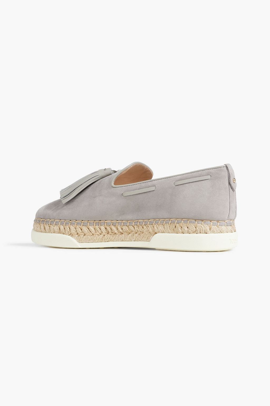 TOD'S Leather-trimmed tasseled suede espadrilles