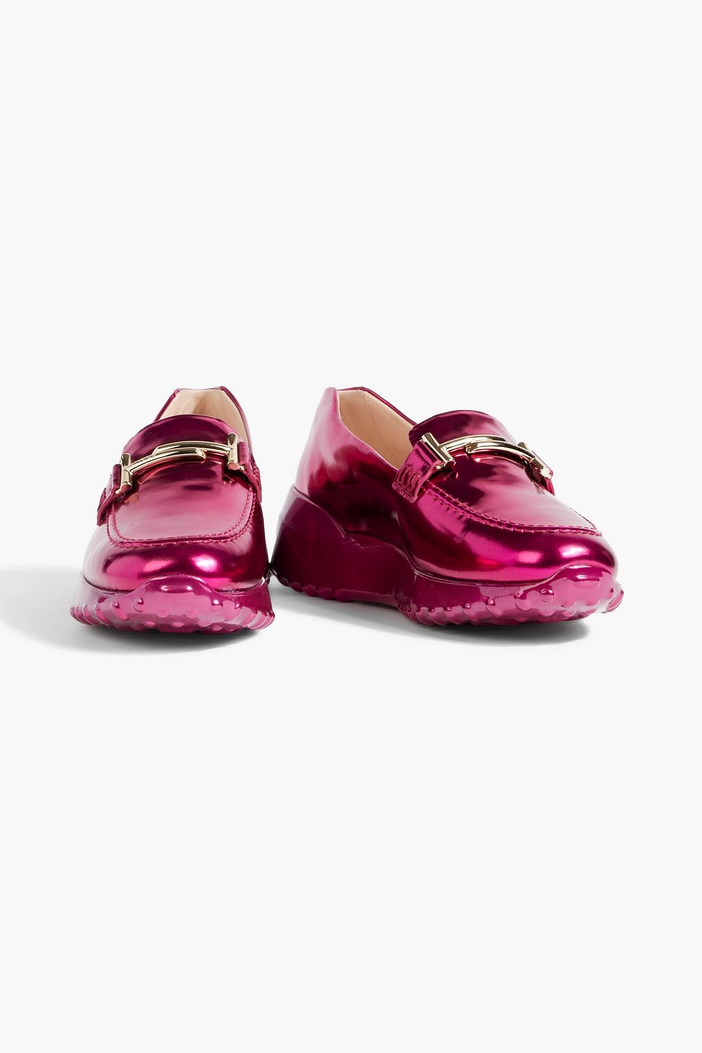 TOD'S Double T mirrored-leather platform loafers