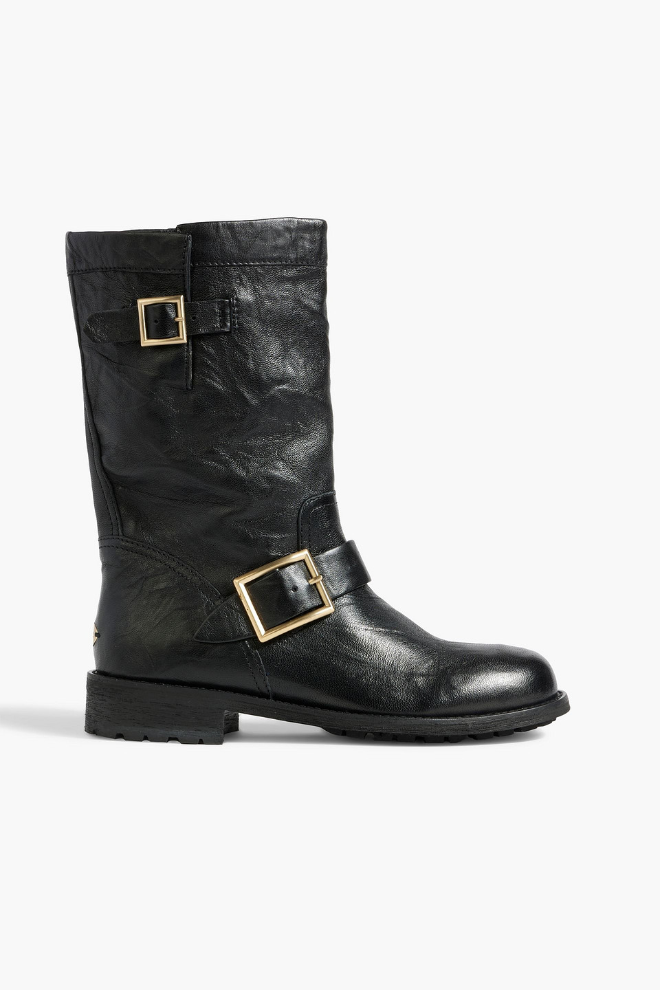 Jimmy Choo Biker Buckled Leather Boots In Black