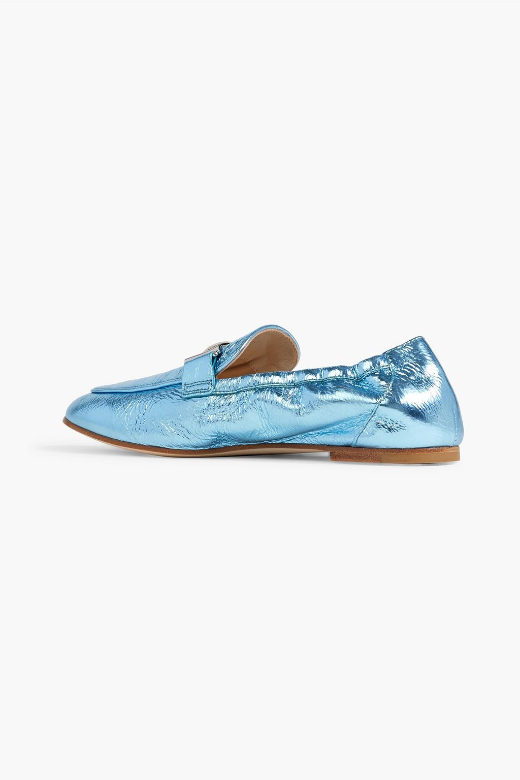 TOD'S Double T metallic textured-leather loafers