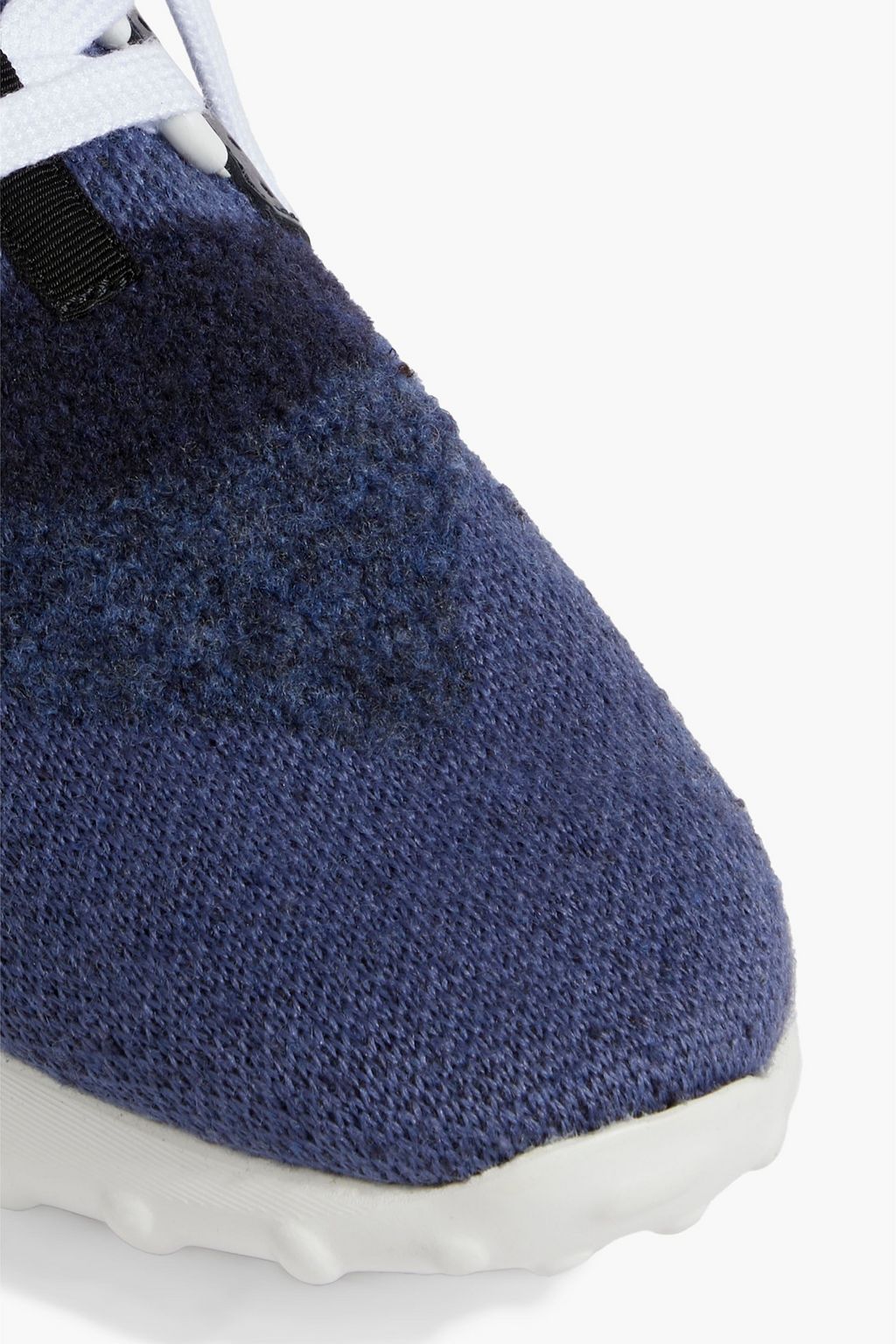 TOD'S Leather-trimmed metallic stretch-knit sneakers