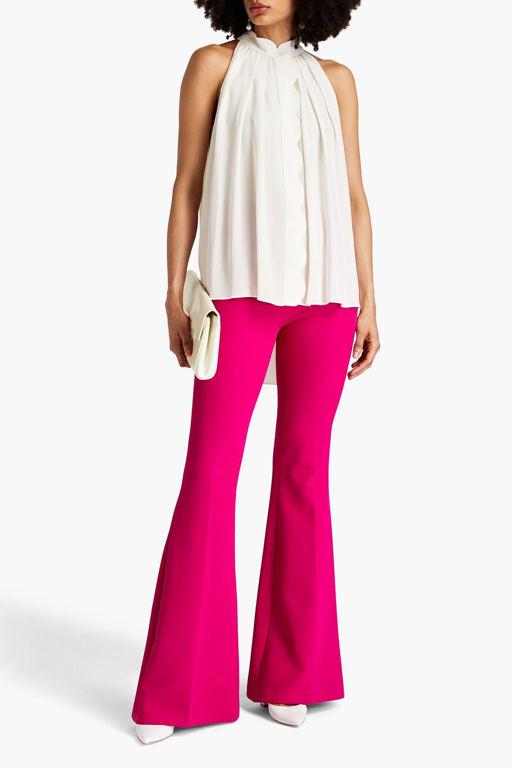 OSCAR DE LA RENTA Pleated crepe top