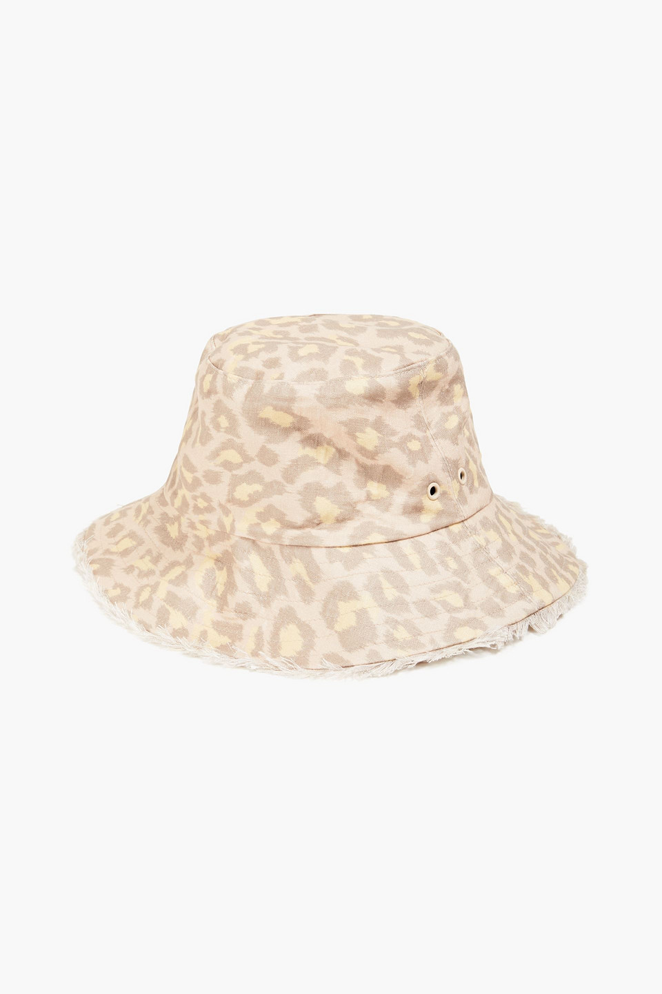 Zimmermann Fischerhut Aus Leinen Mit Leopardenprint Und Fransen In Animal Print