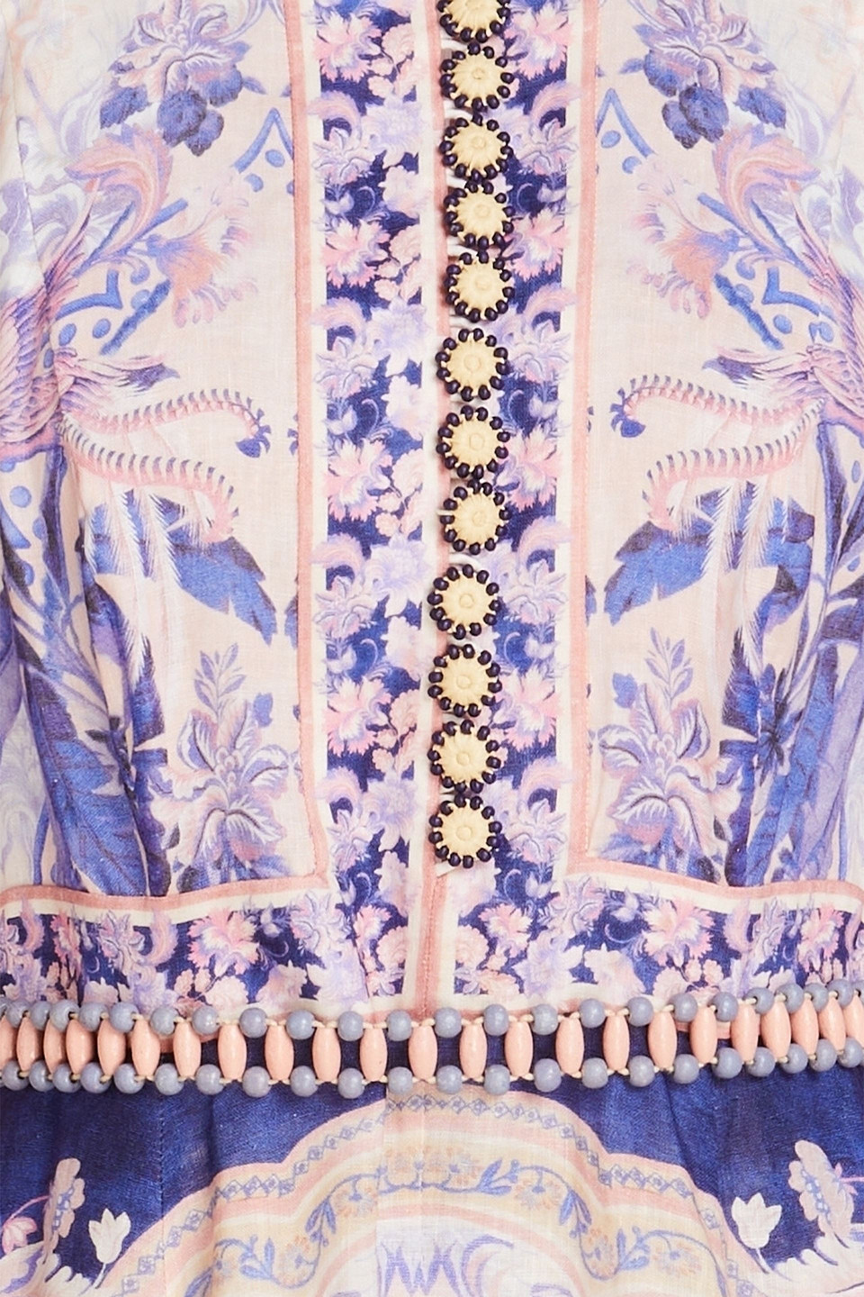 Zimmermann Belted Printed Linen Midi Dress In Purple