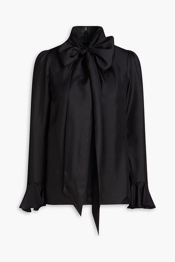 ZIMMERMANN 푸시 보우 & 개더 디테일 실크 트윌 블라우스