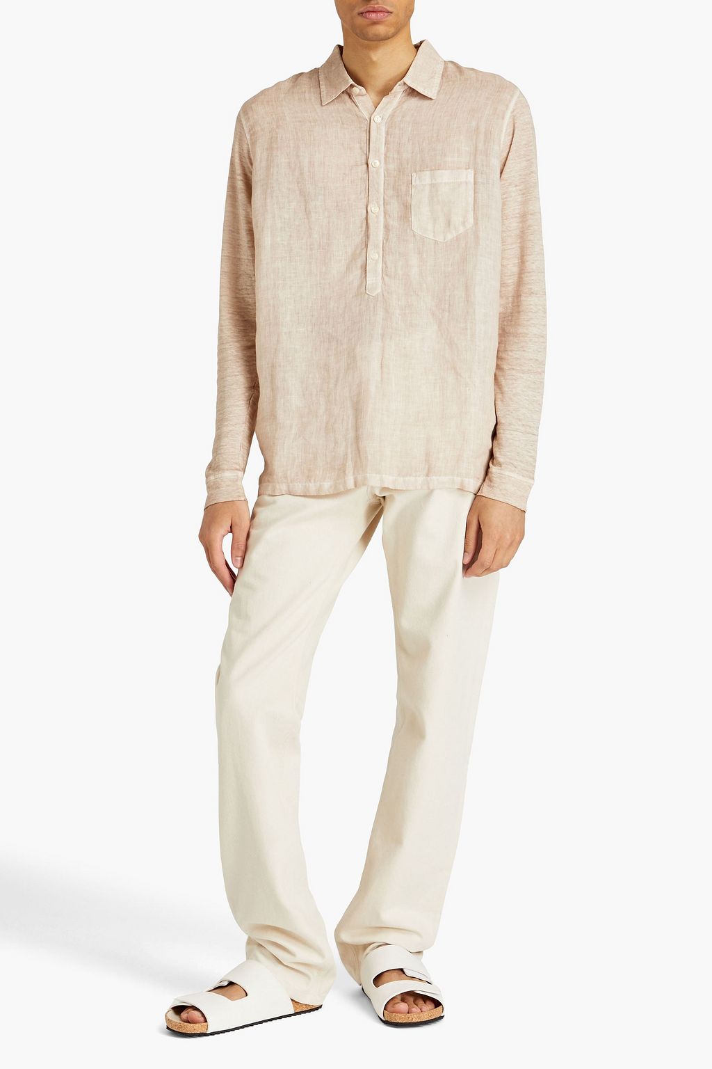 120% LINO Jersey-paneled linen shirt