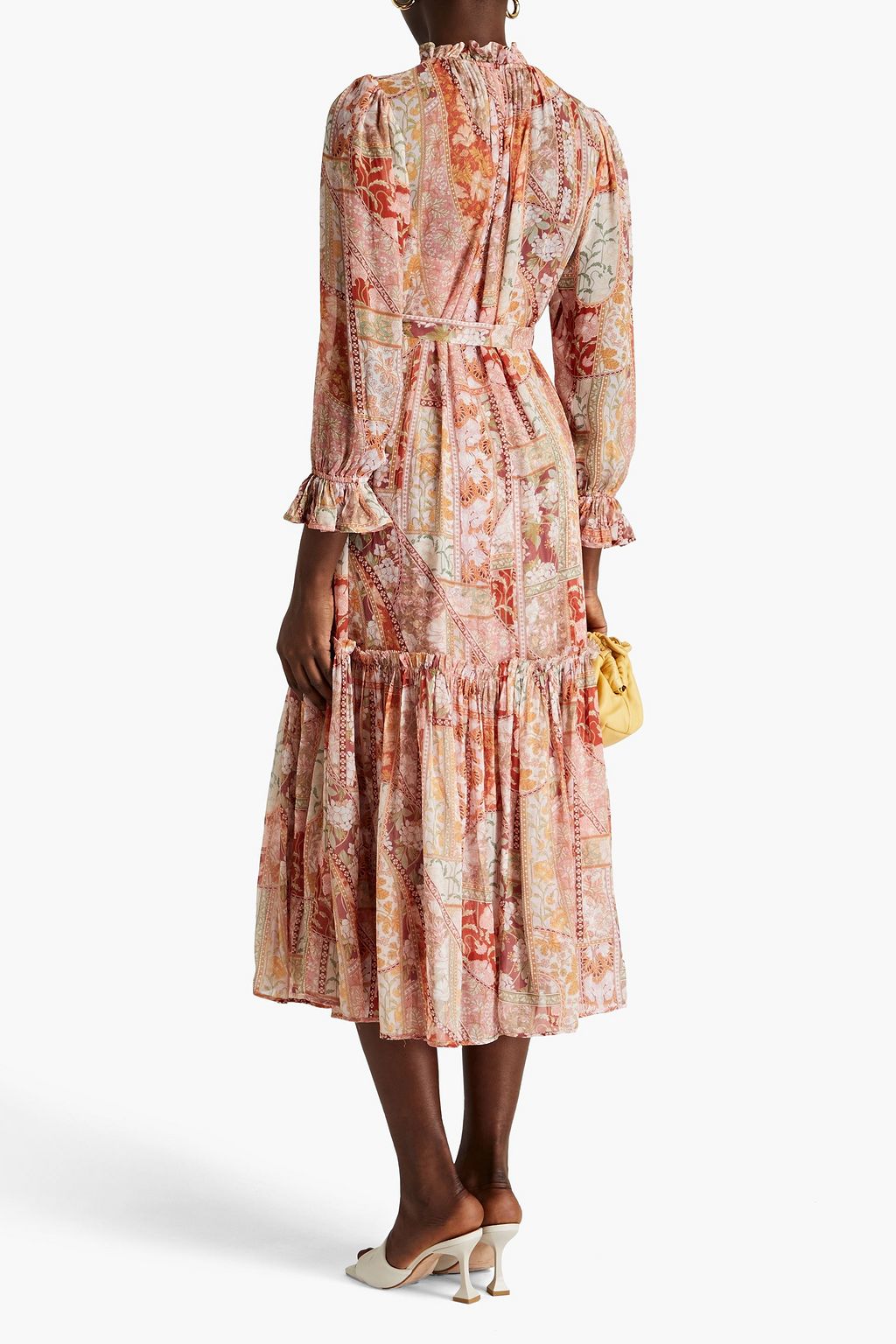 ZIMMERMANN Gathered floral-print georgette midi dress