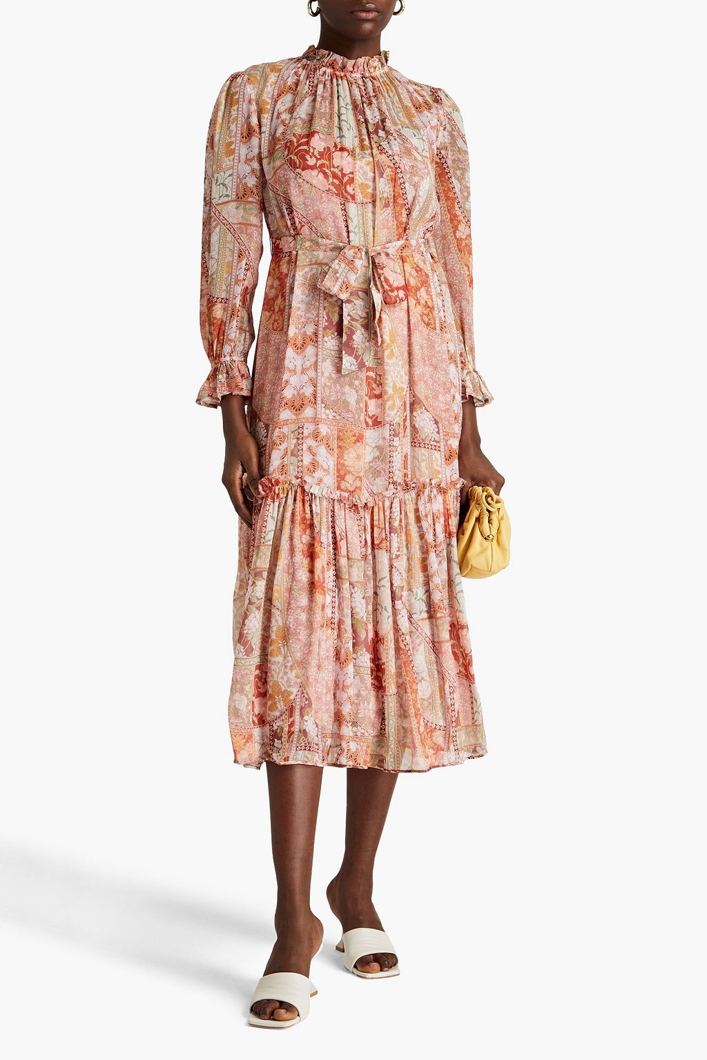 ZIMMERMANN Gathered floral-print georgette midi dress