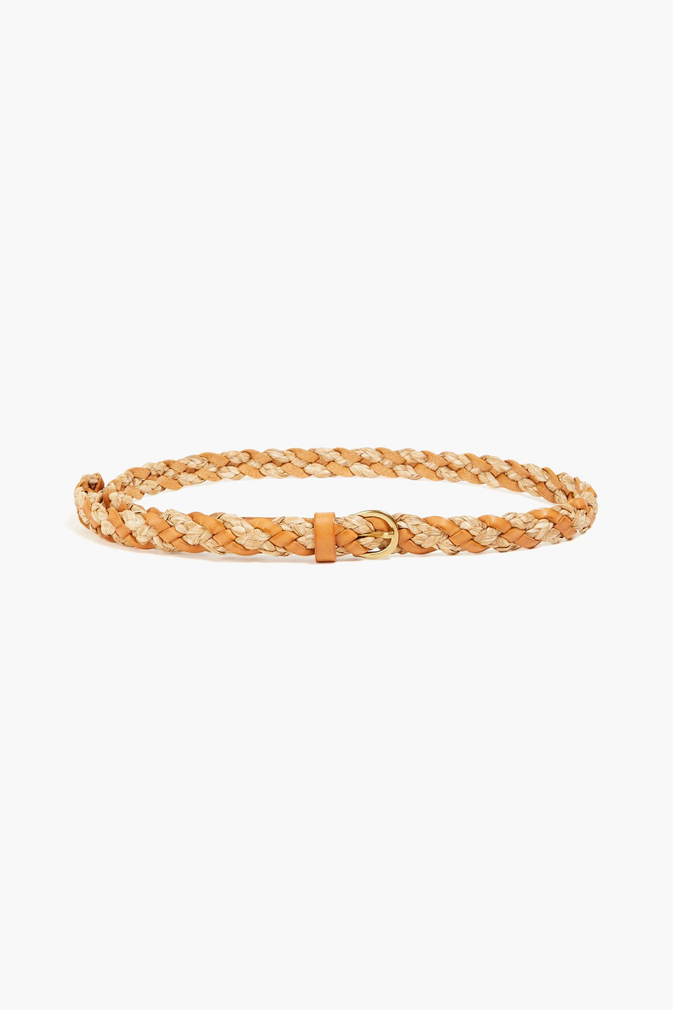Zimmermann Woven Leather And Raffia Belt In Saffron