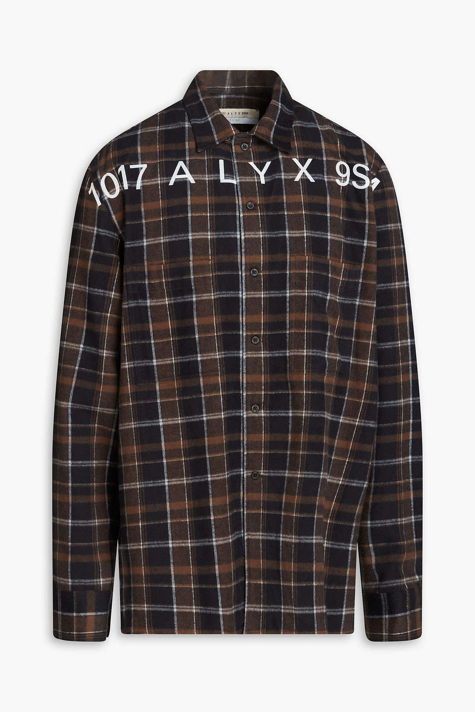 Shop Alyx Logo-print Checked Cotton-flannel Shirt In Chocolate