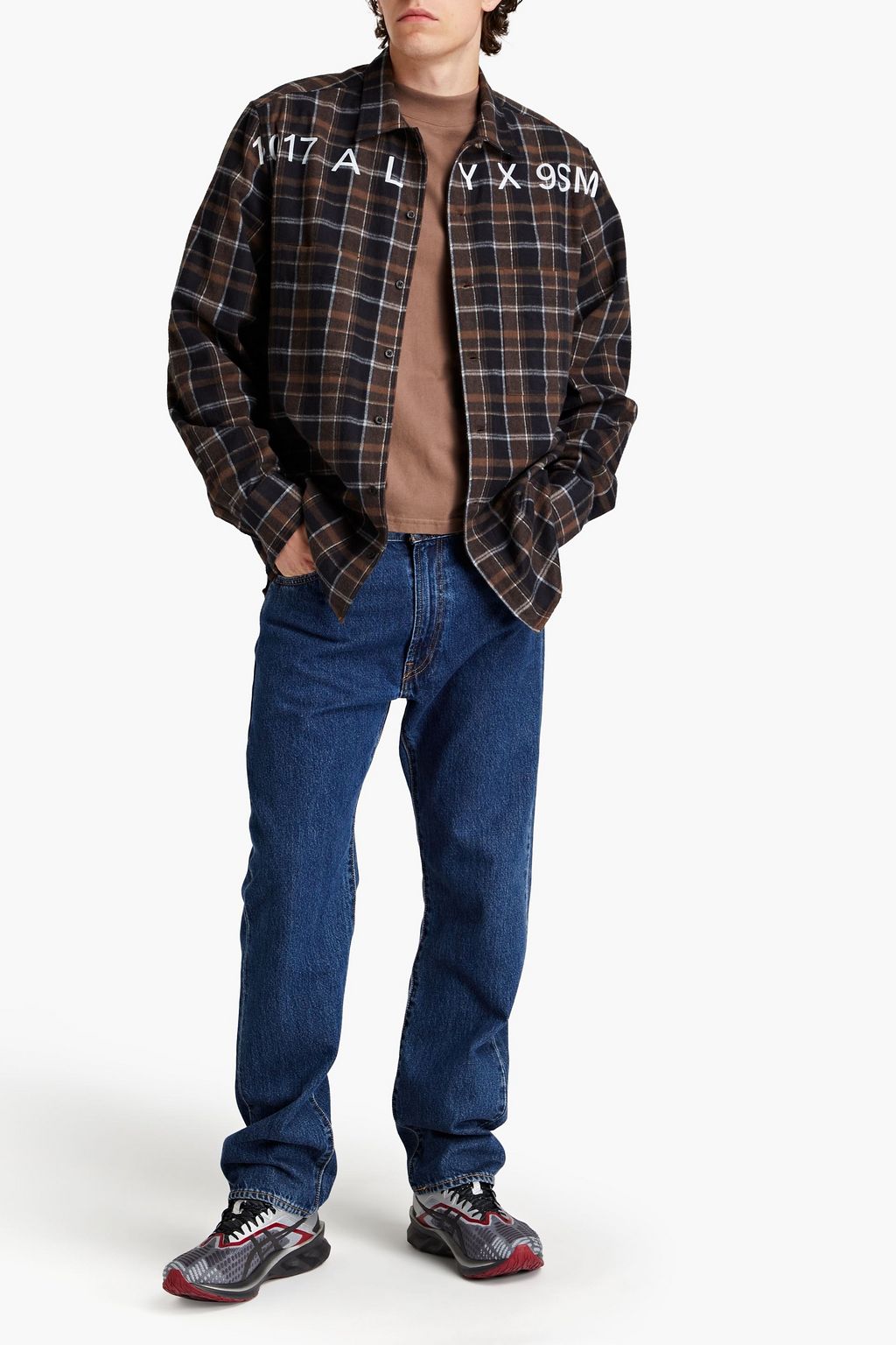 1017 ALYX 9SM Logo-print checked cotton-flannel shirt