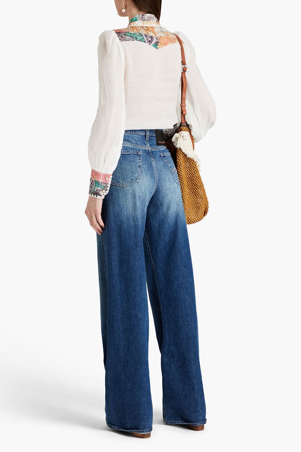 ZIMMERMANN Printed embroidered ramie blouse
