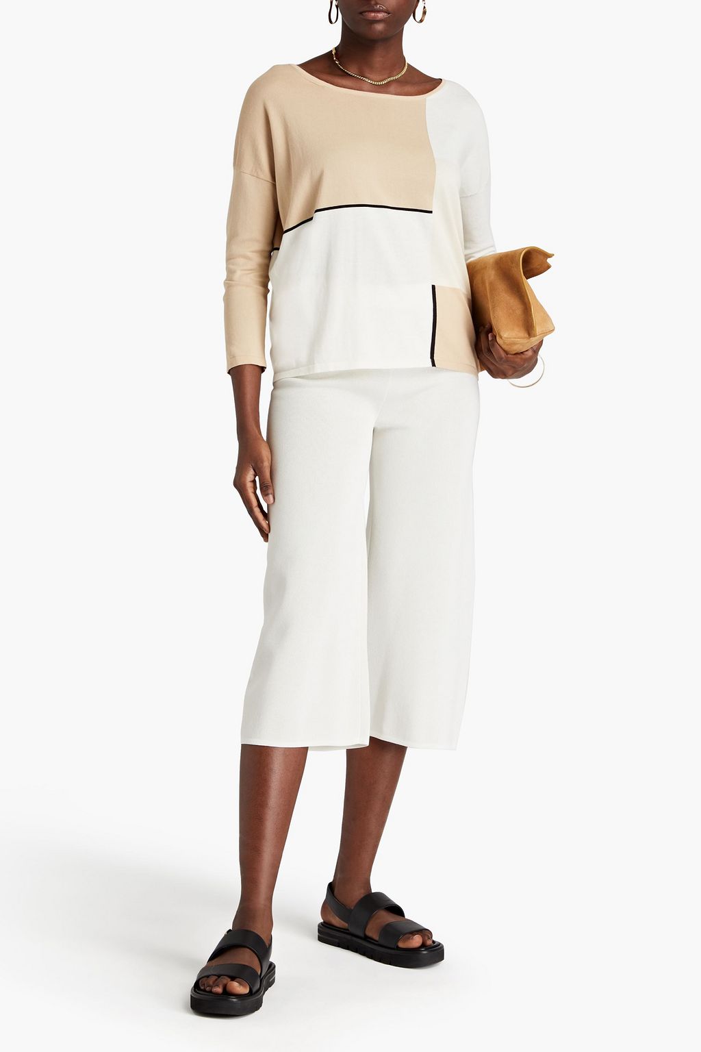 GENTRYPORTOFINO Metallic knitted culottes