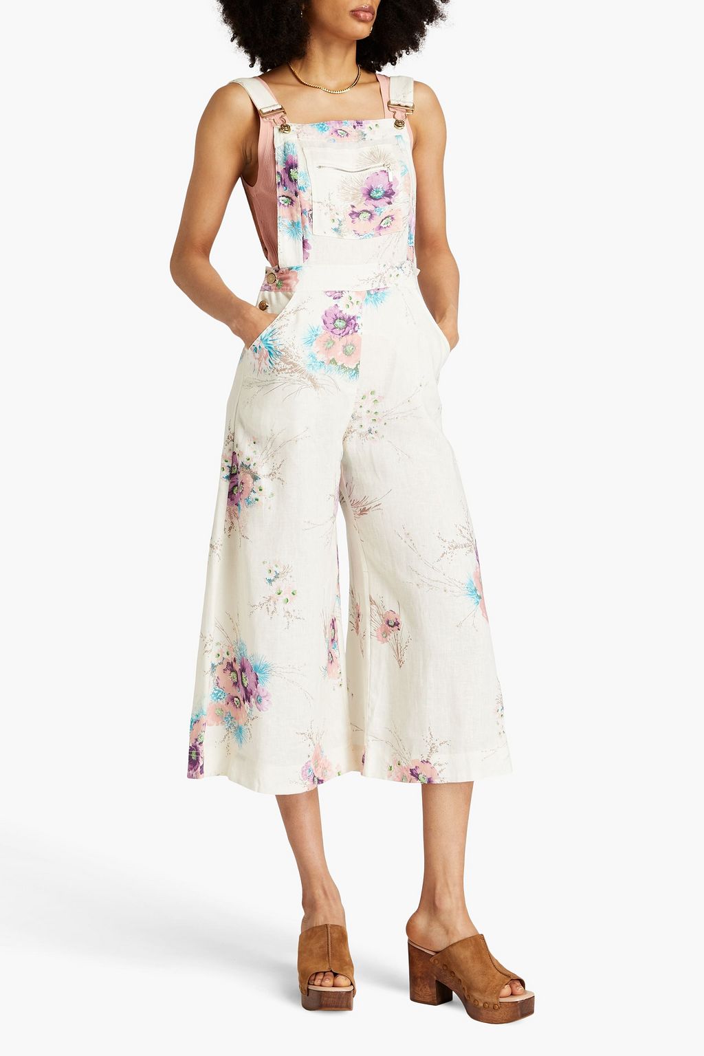 ZIMMERMANN Cropped floralprint linen overalls THE