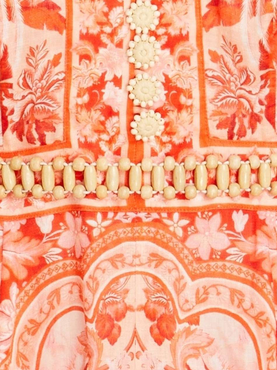 belted printed linen mini dress