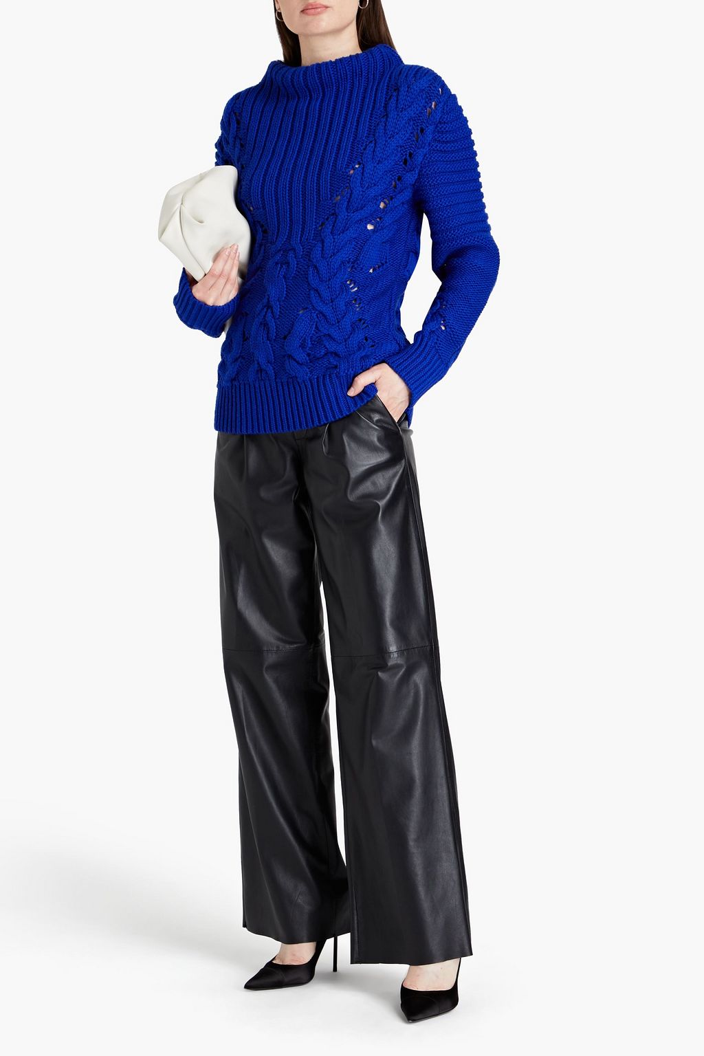 ALBERTA FERRETTI Cable-knit wool turtleneck sweater