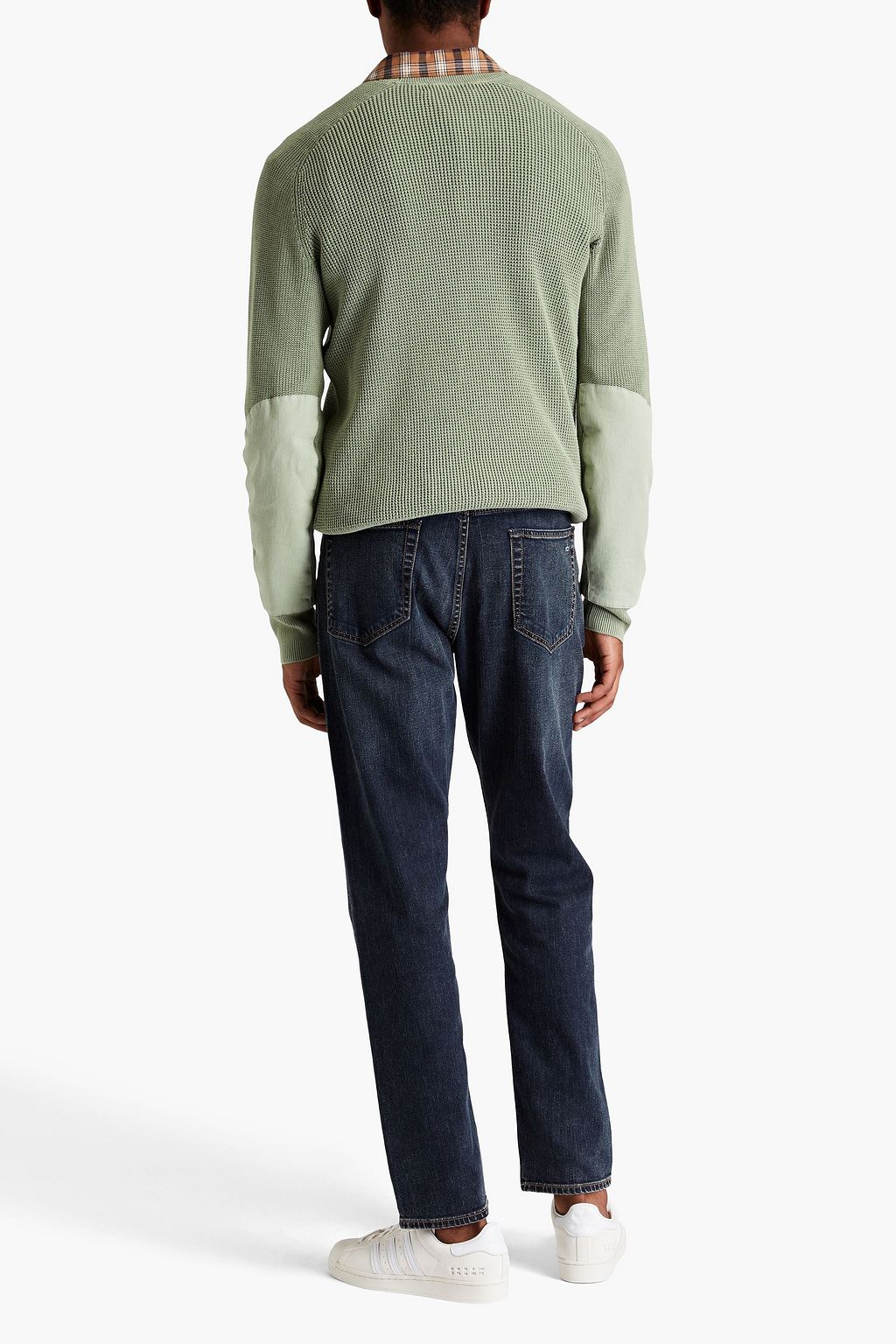 RAG & BONE Dexter denim-trimmed cotton sweater