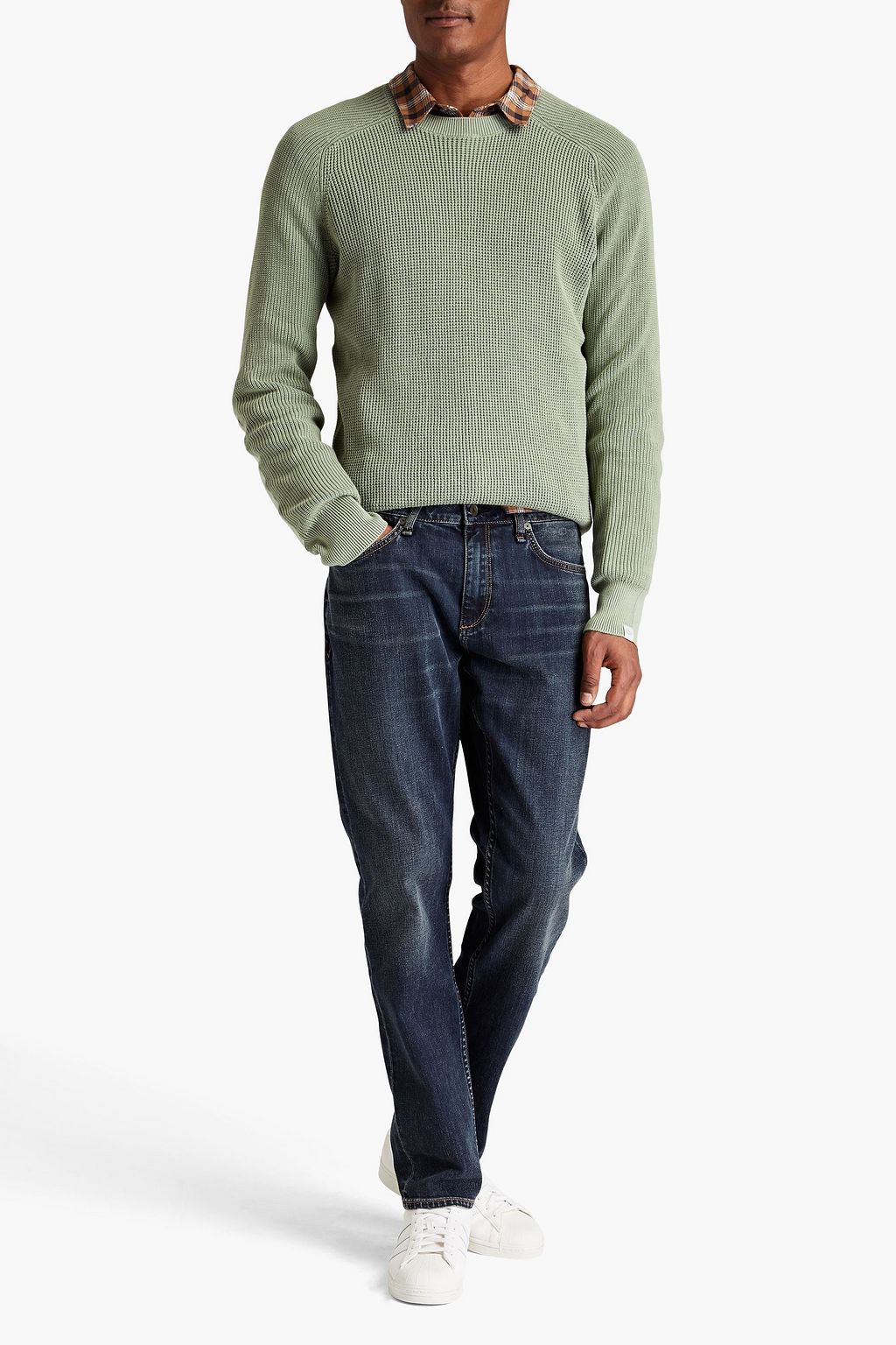 RAG & BONE Dexter denim-trimmed cotton sweater