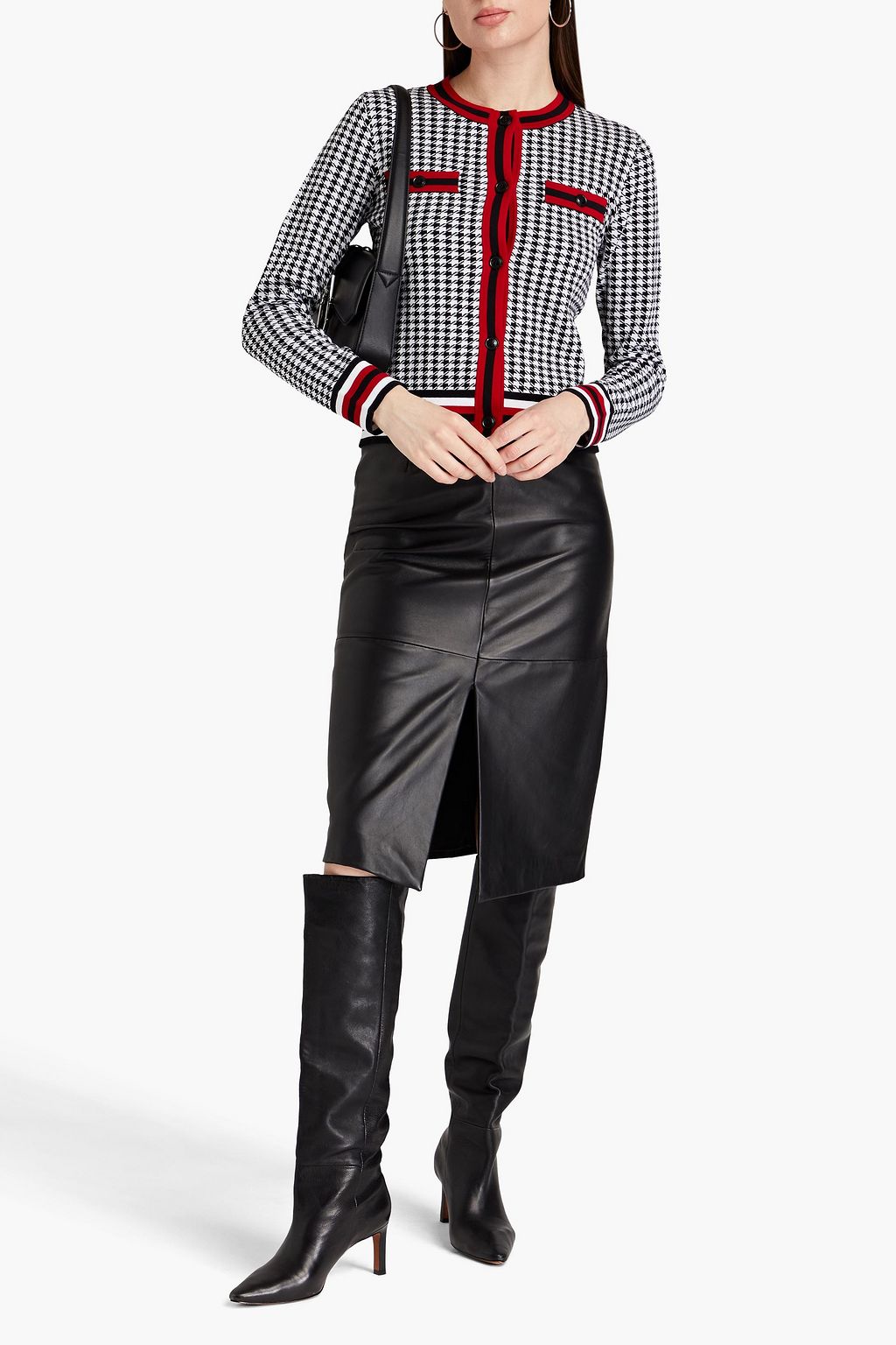 BOUTIQUE MOSCHINO Houndstooth cotton-blend cardigan