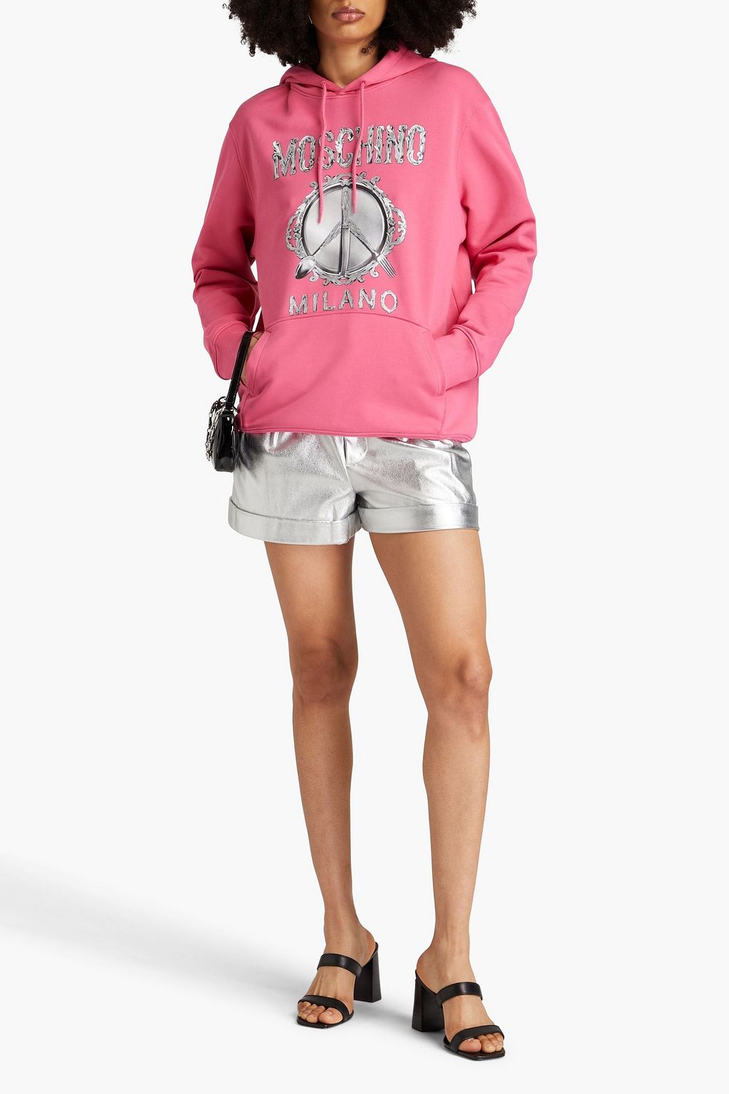 MOSCHINO Printed French cotton-terry hoodie