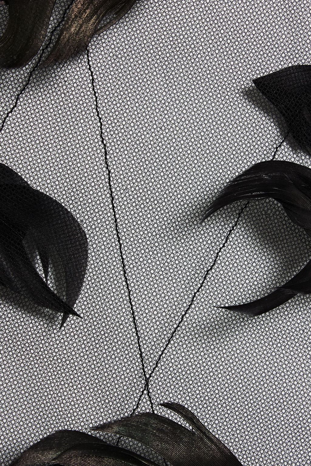 RICK OWENS Feather-embellished tulle turtleneck top