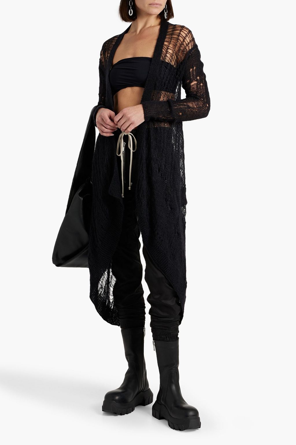 RICK OWENS سترة من نسيج محبوك بدرزات واسعة
