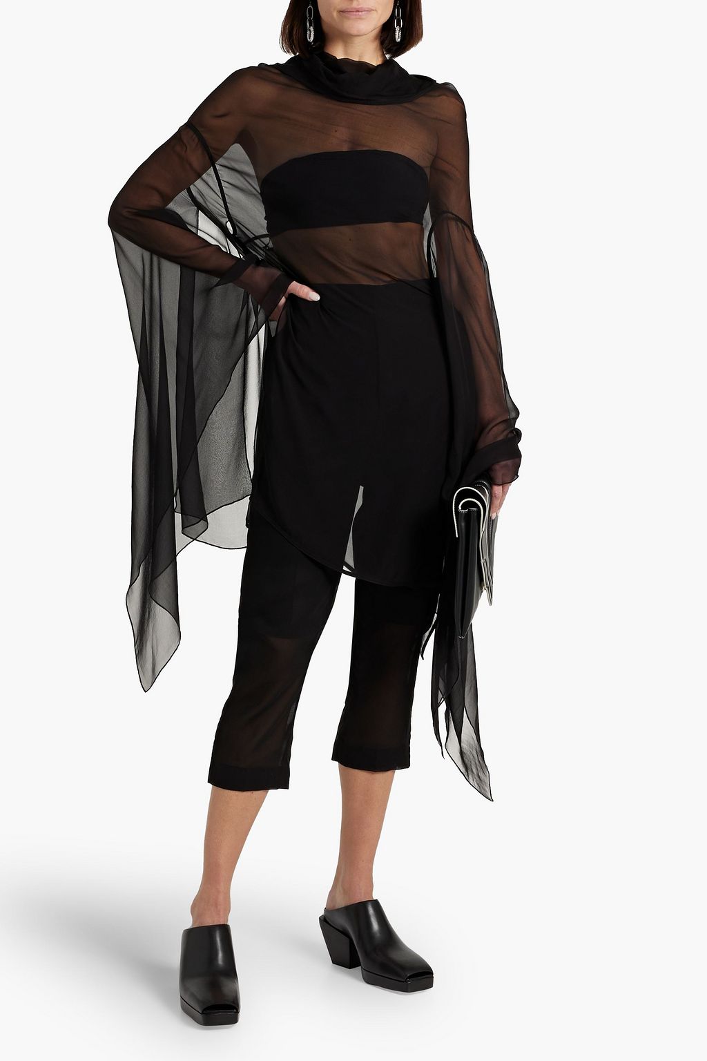 RICK OWENS Draped silk-chiffon top