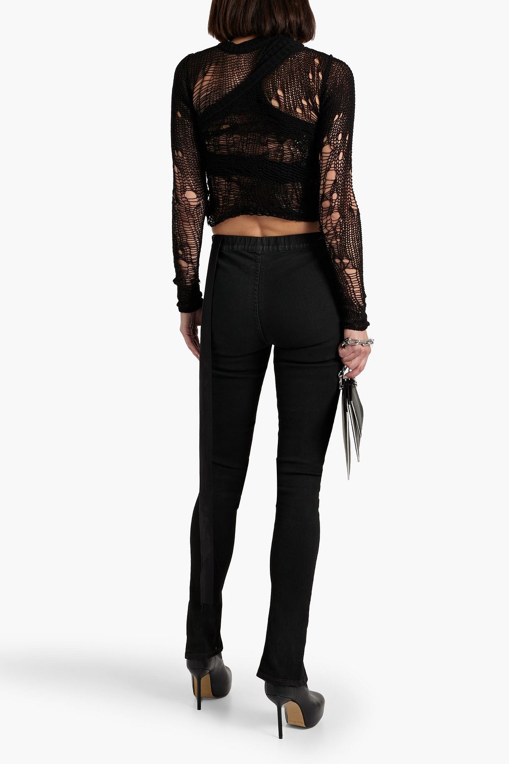 RICK OWENS Distressed open-knit cashmere and wool-blend top