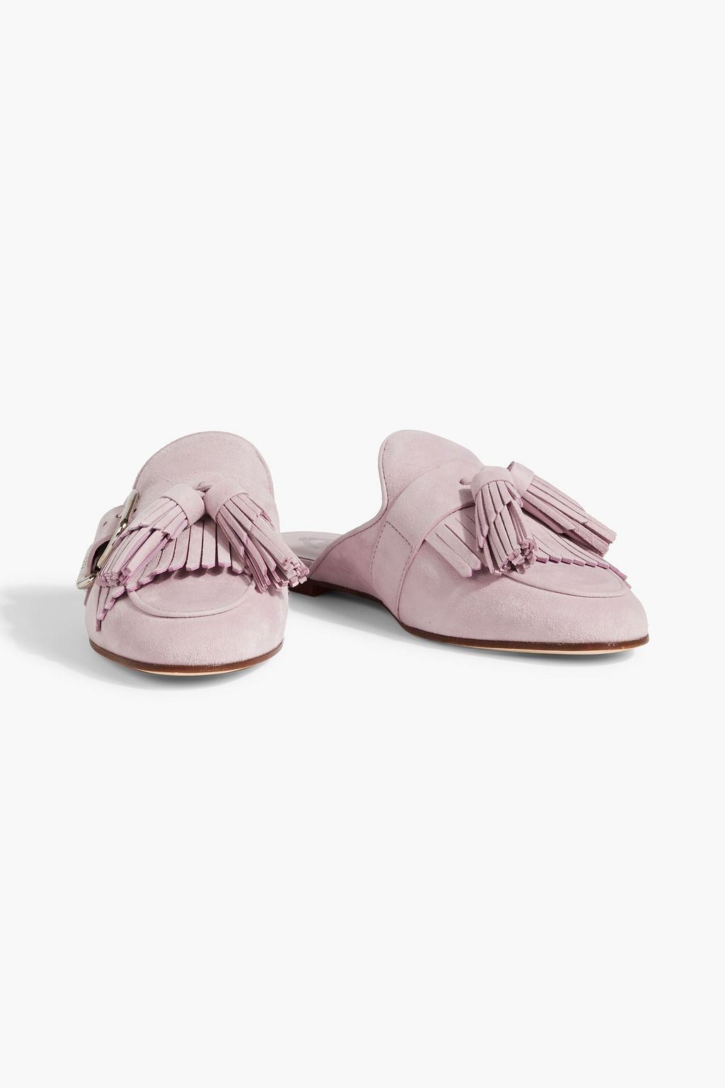 TOD'S Fringed tassled nubuck mules