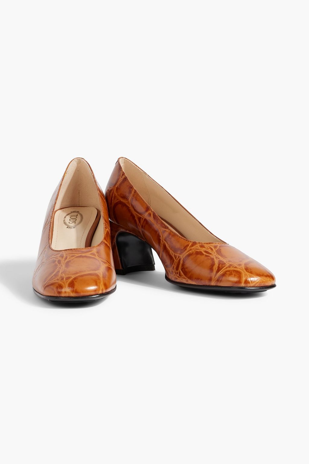 TOD'S Croc-effect leather pumps