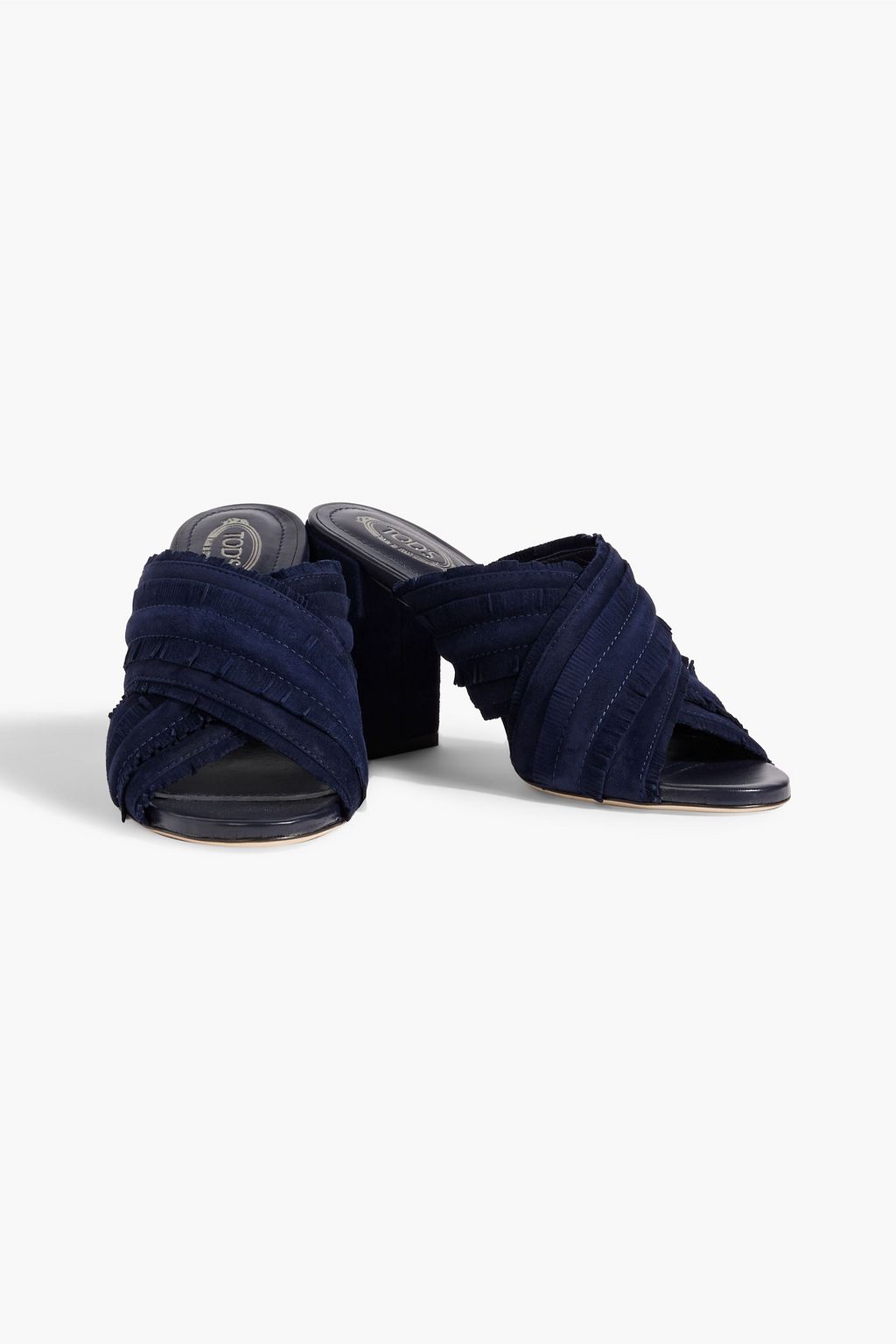 TOD'S Fringed nubuck mules