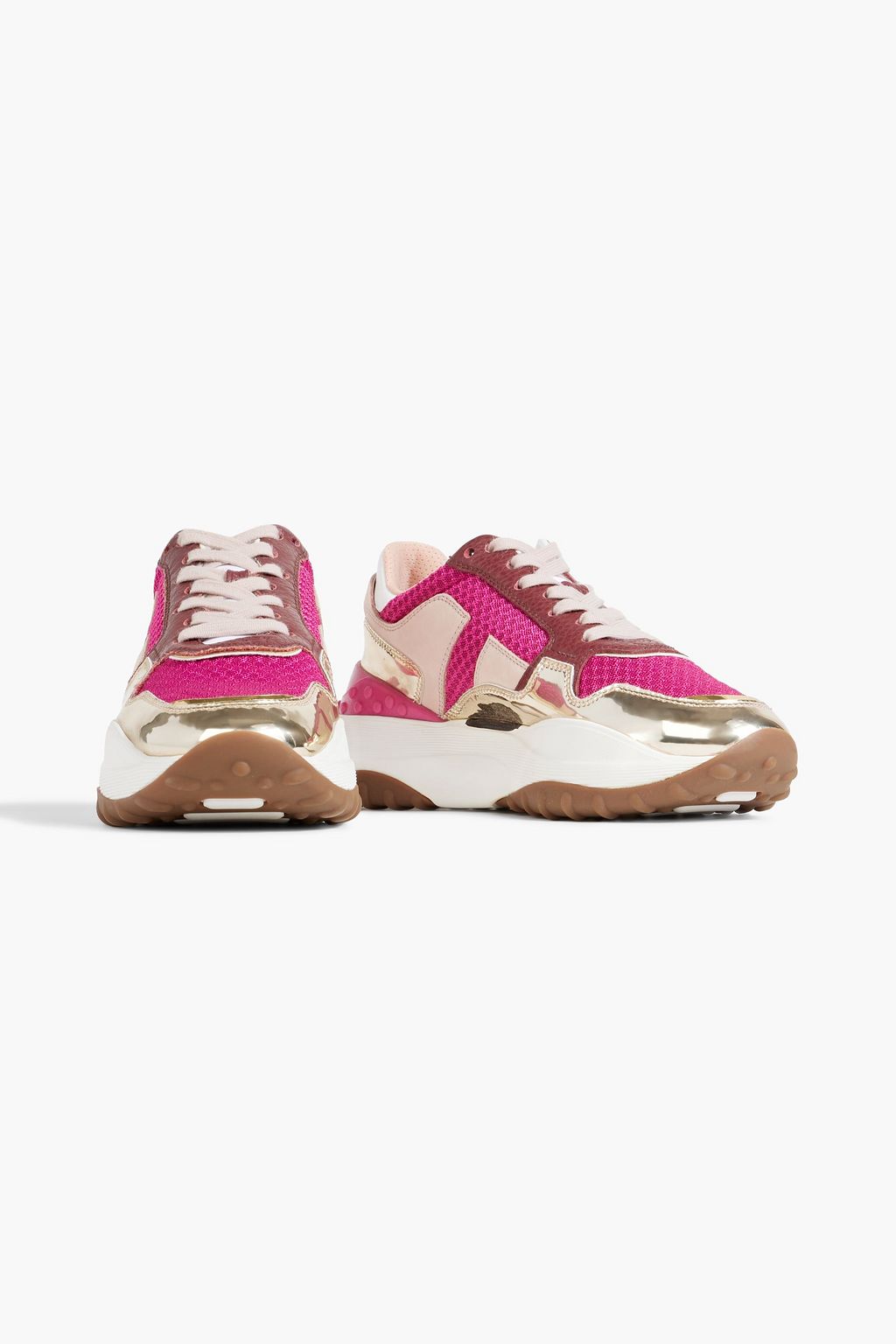 TOD'S Mesh, suede and pebbled-leather sneakers
