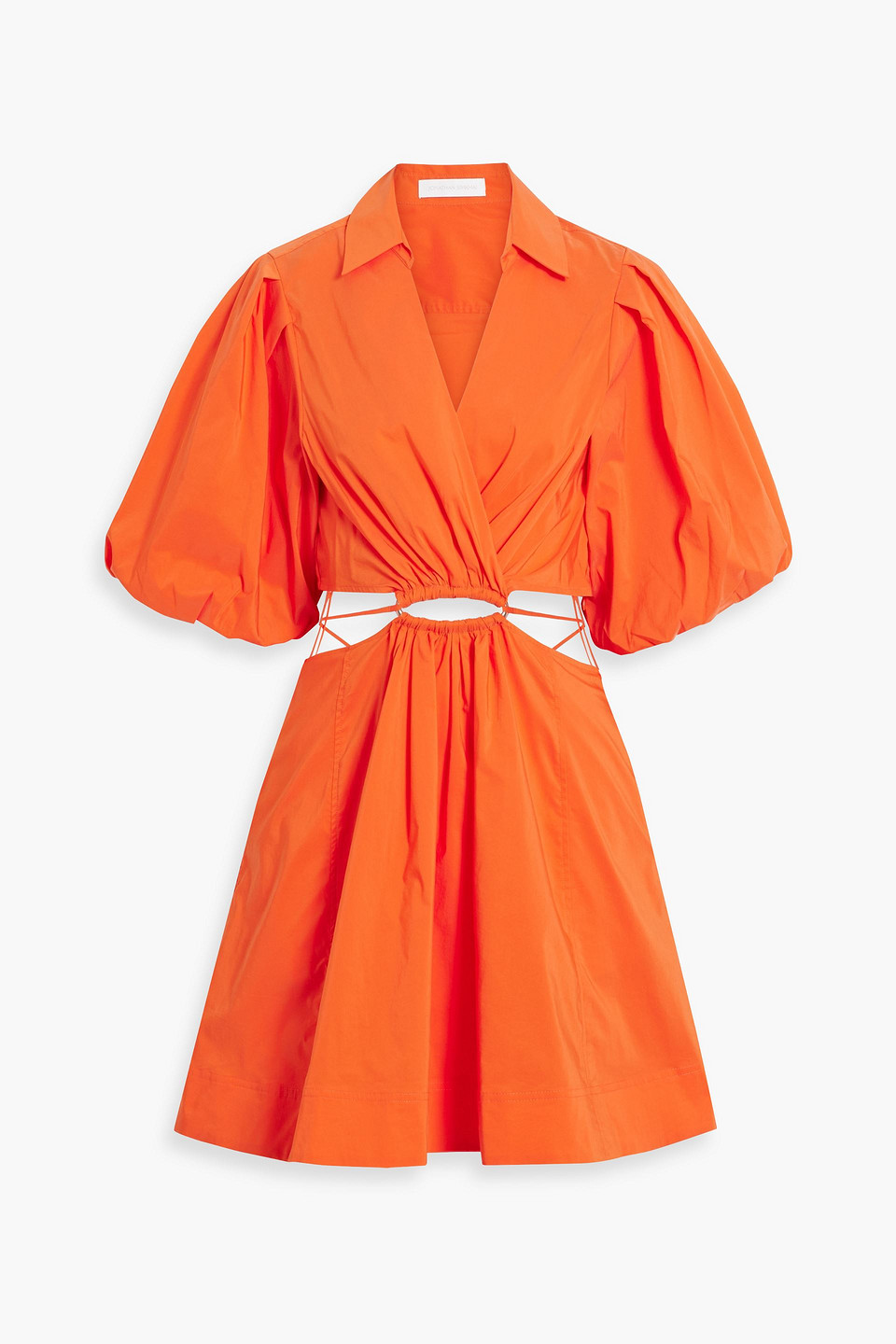 Simkhai Aulora Ring-embellished Cutout Cotton-blend Poplin Mini Dress In Bright Orange