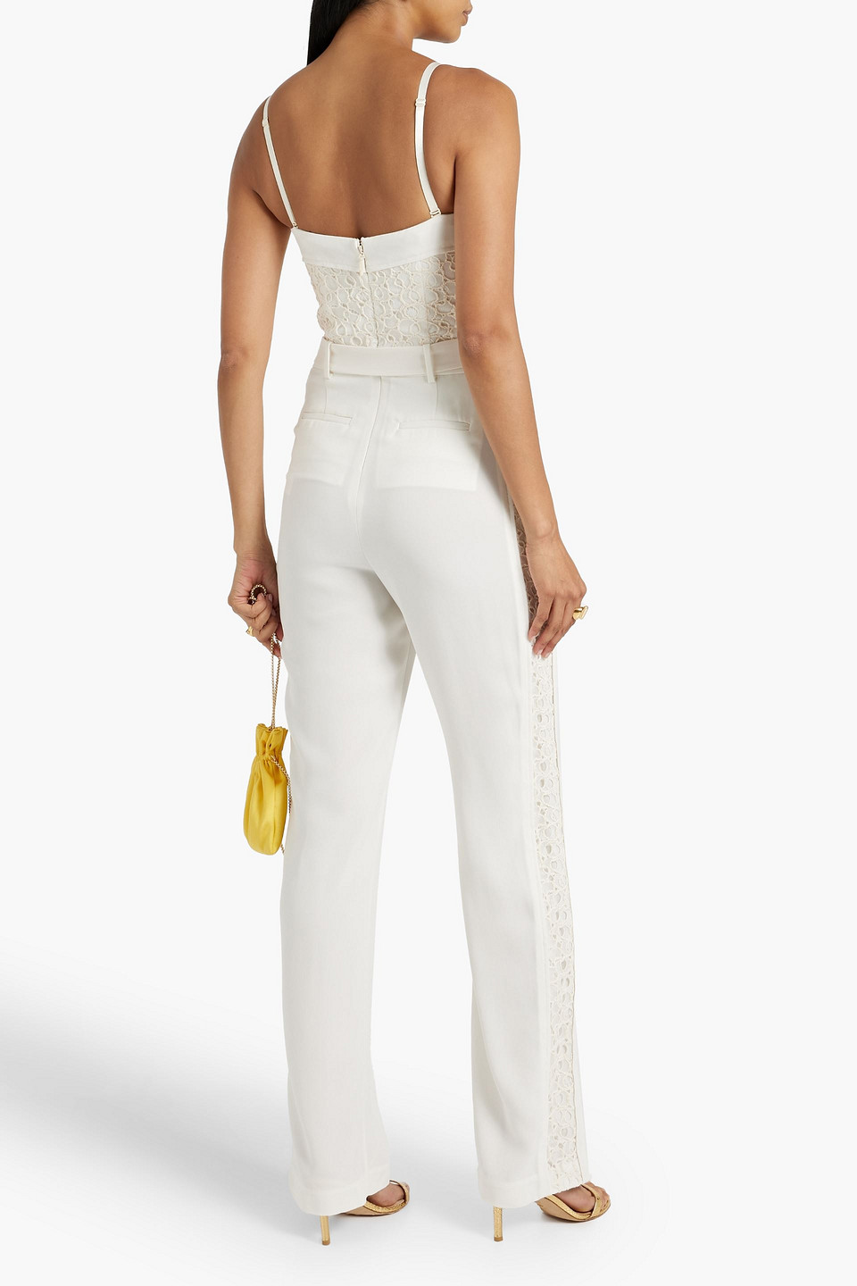 Simkhai Zaid Crochetpaneled Cottonblend Ponte Wideleg Jumpsuit In