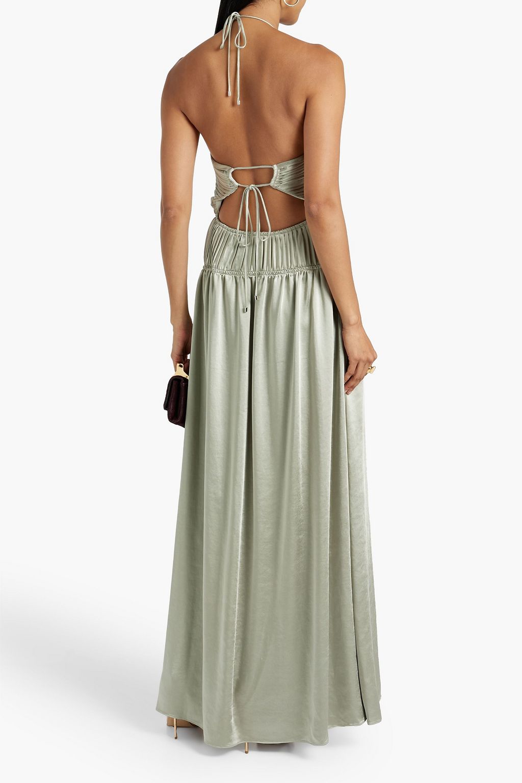 SIMKHAI Clementine plissésatin halterneck maxi dress THE