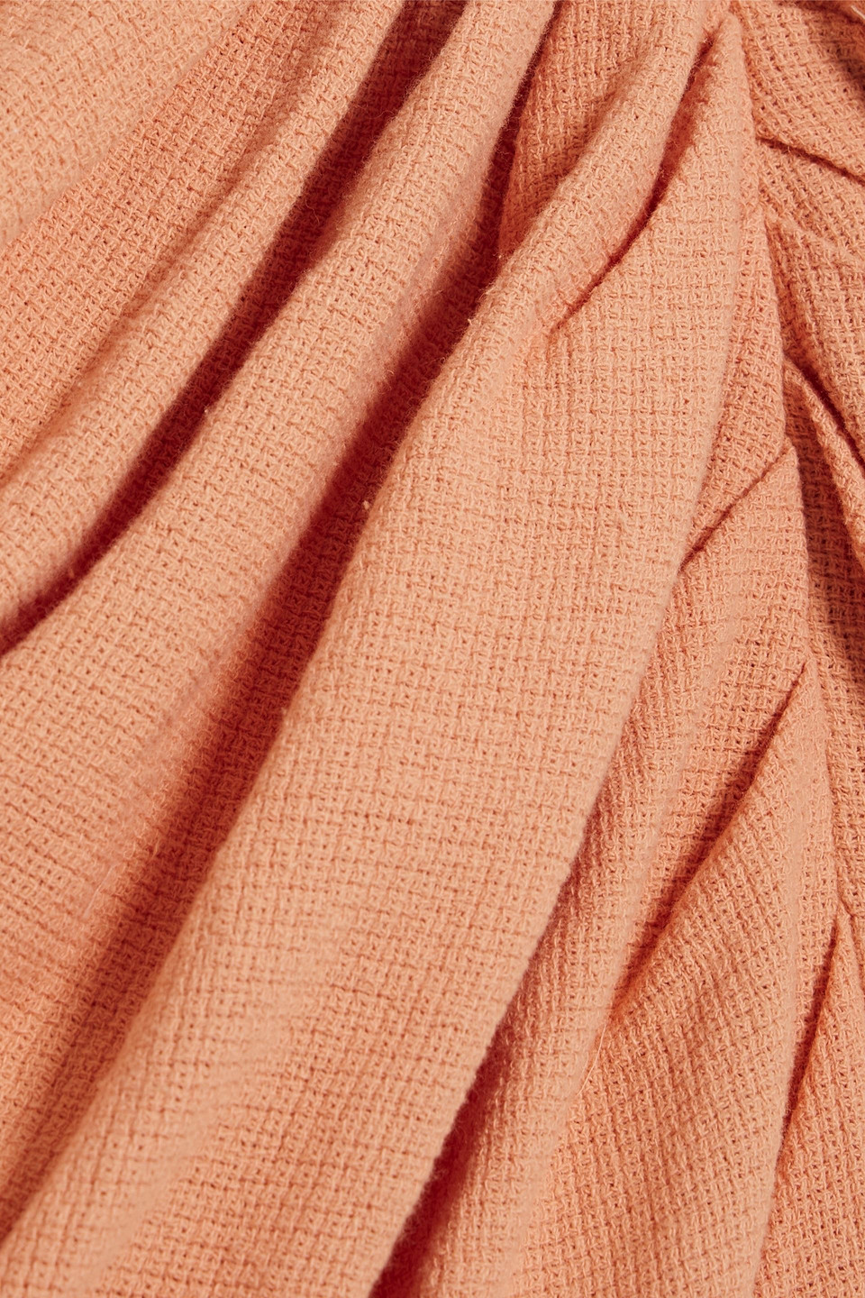 Simkhai Marguerite Washed Charmeuse Ruched Midi Skirt In Peach