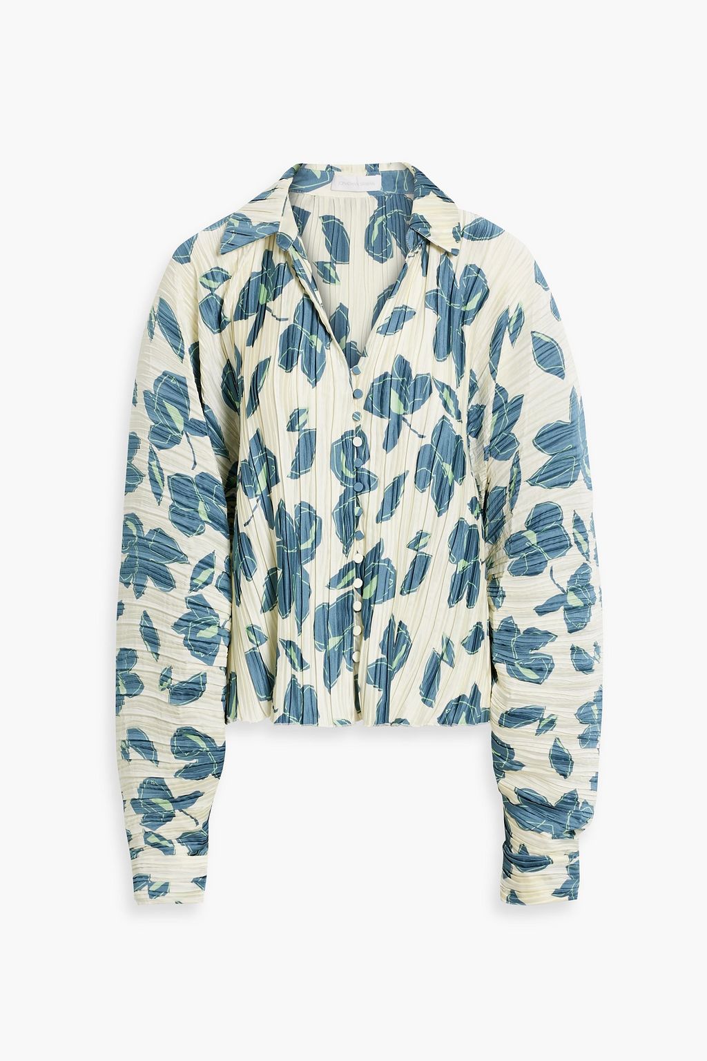 SIMKHAI Winslow floral-print plissé-crepe shirt | THE OUTNET