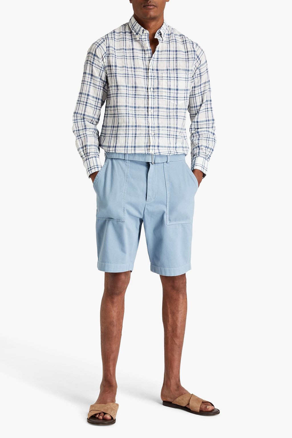 OFFICINE GÉNÉRALE Arsene checked linen-blend seersucker shirt