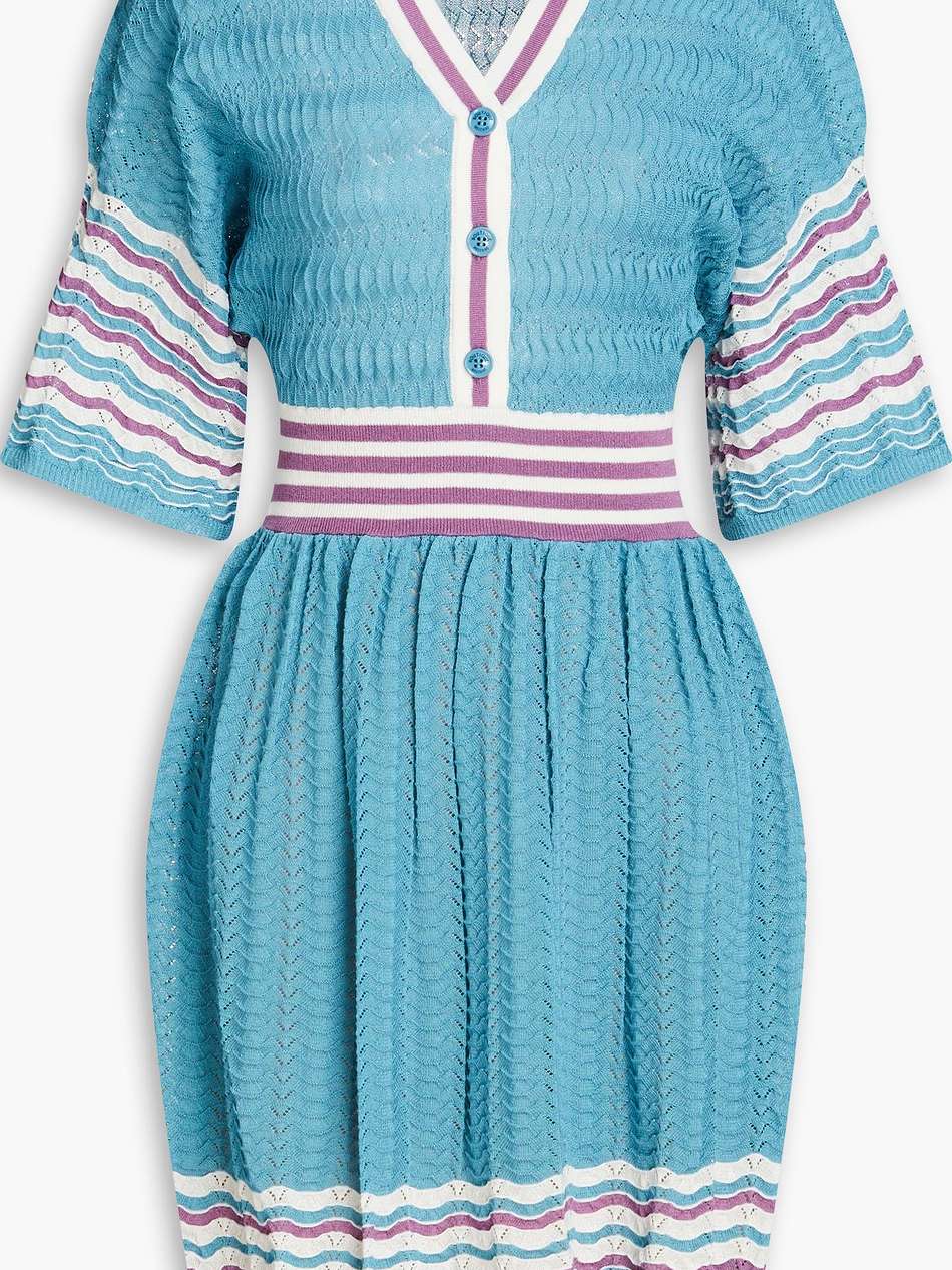 striped crochet-knit dress