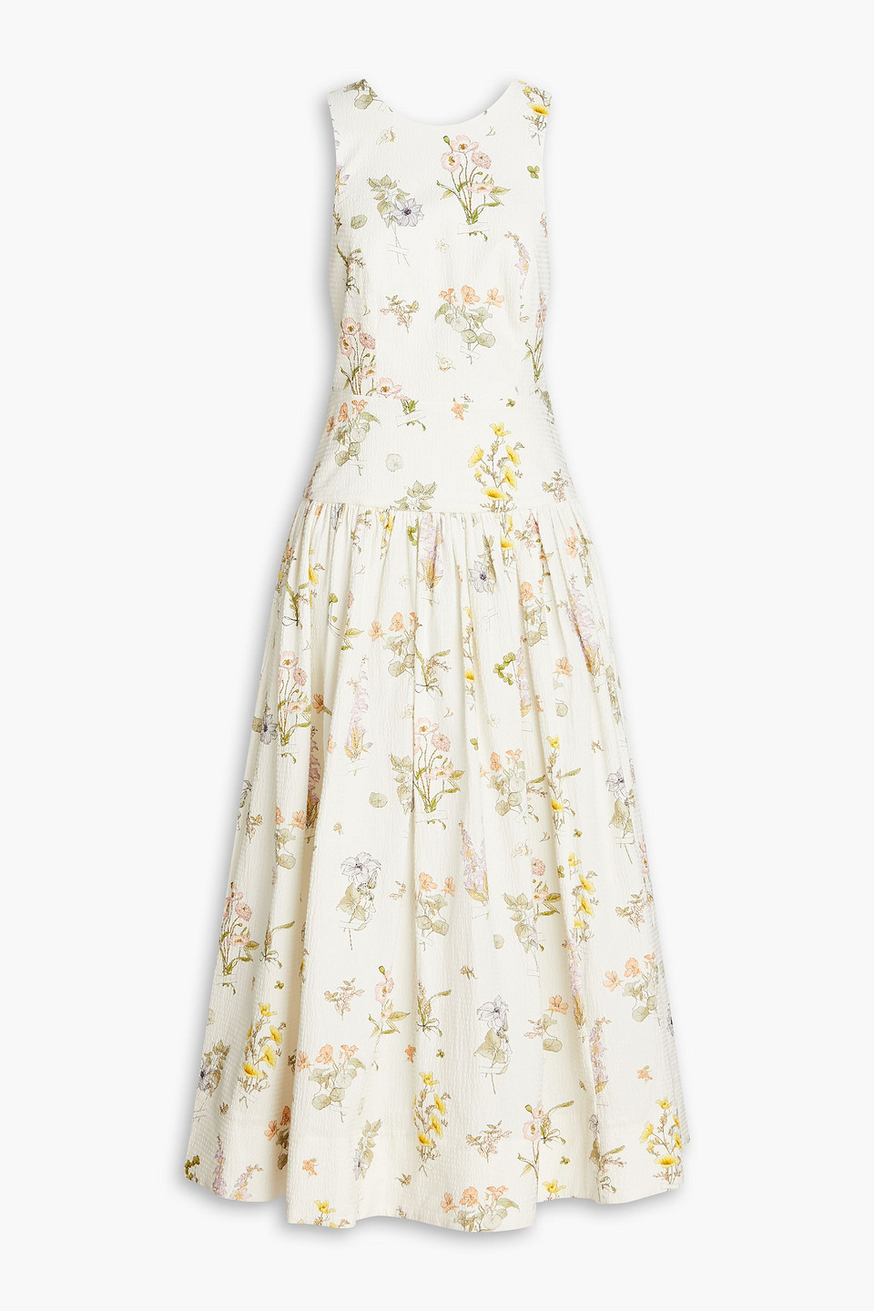 Zimmermann Maxikleid Aus Seersucker Aus Einer Baumwollmischung Mit Floralem Print In Ivory