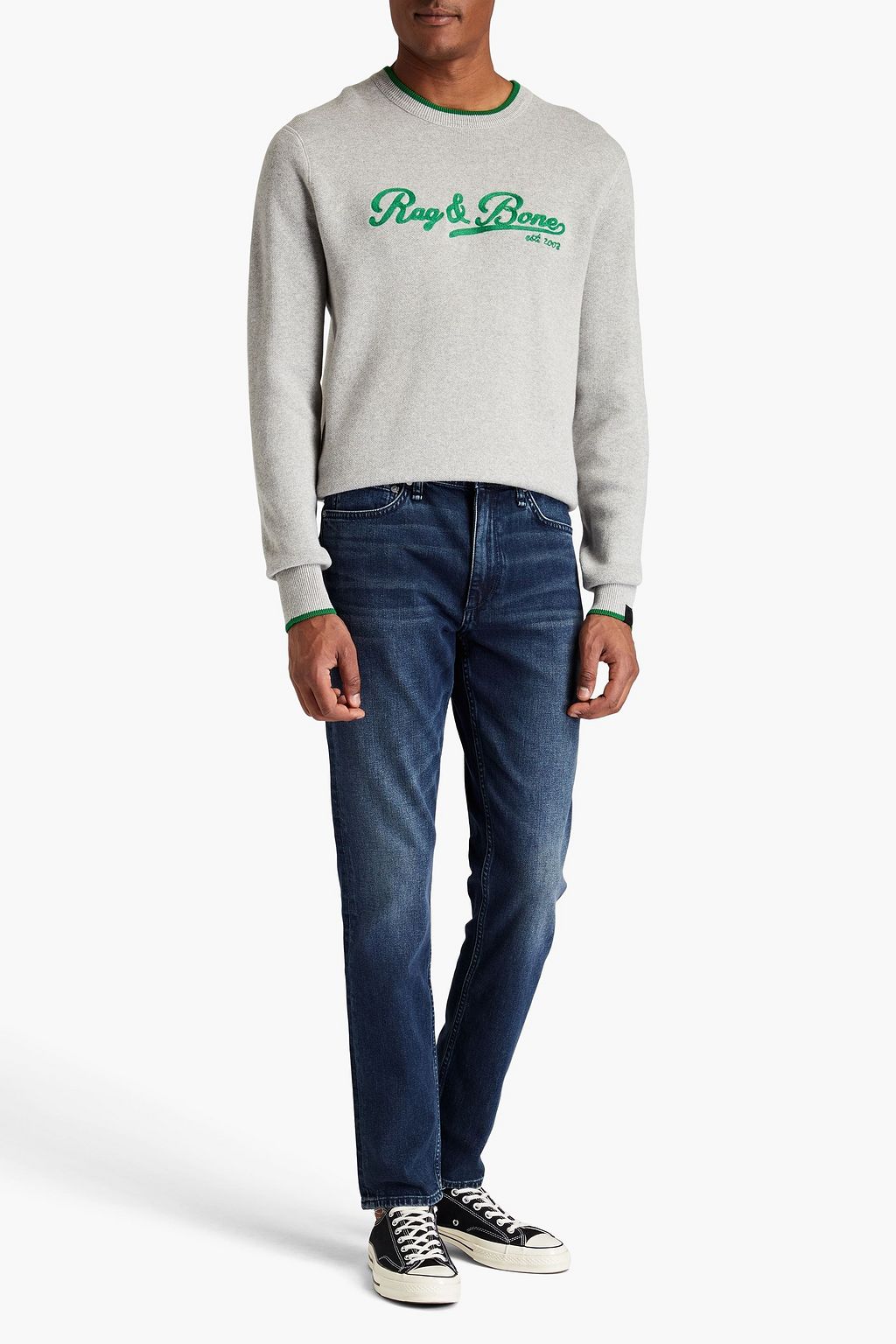 RAG & BONE Varsity Pullover aus Baumwolle mit Stickereien