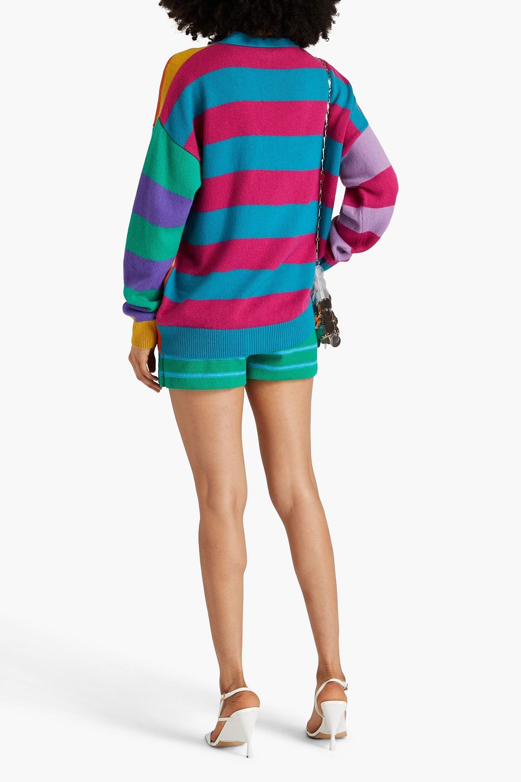 MOSCHINO Striped cashmere and wool-blend cardigan