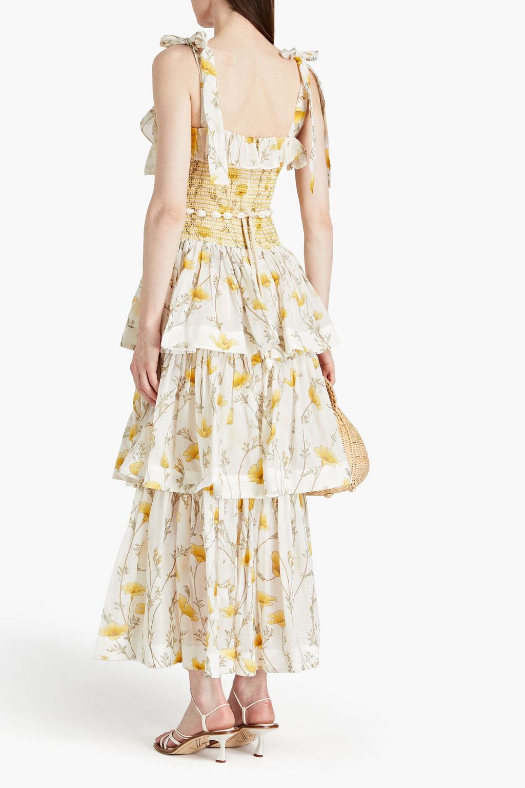 ZIMMERMANN Shirred floral-print linen maxi dress