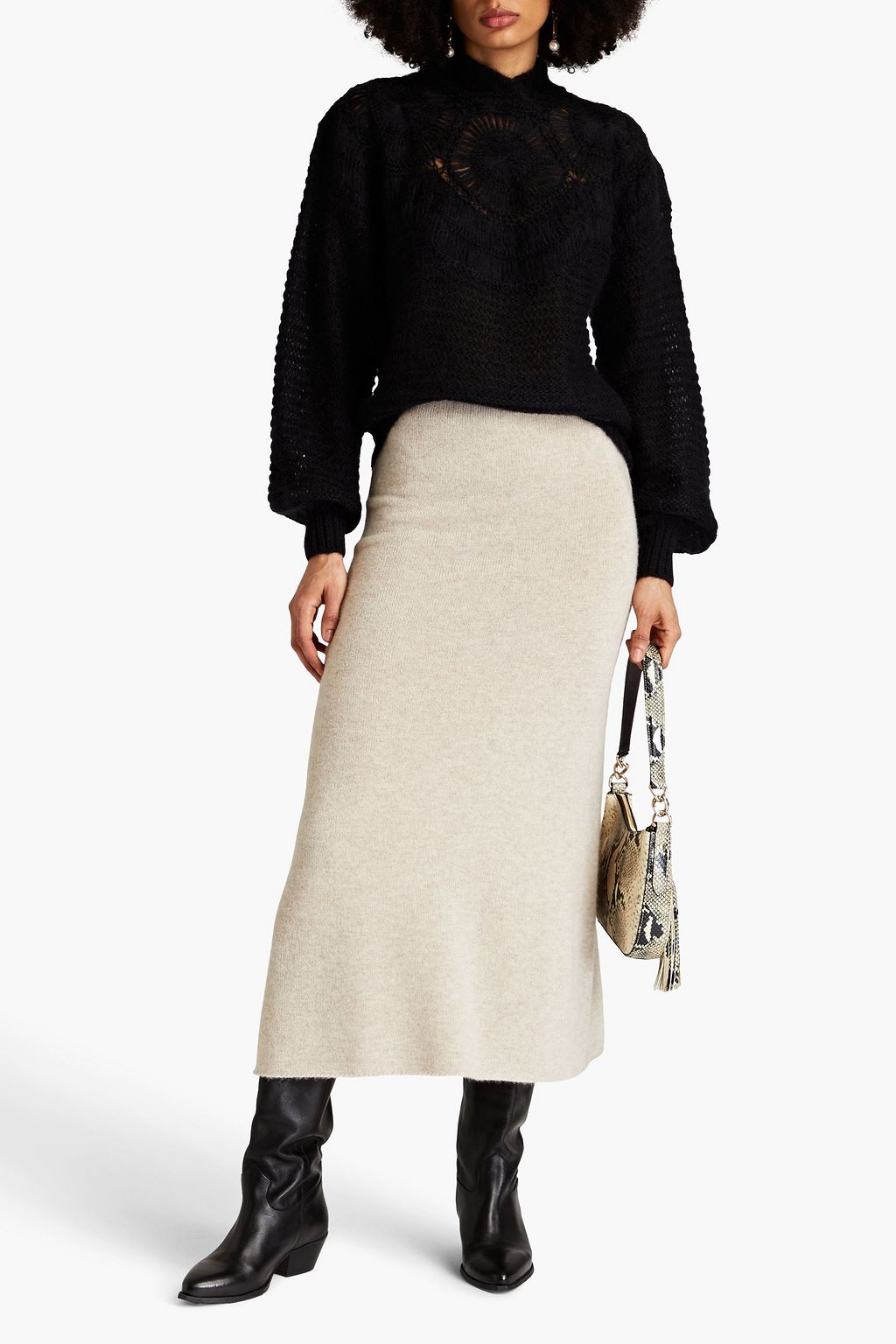 ALBERTA FERRETTI Open-knit mohair-blend sweater | THE OUTNET